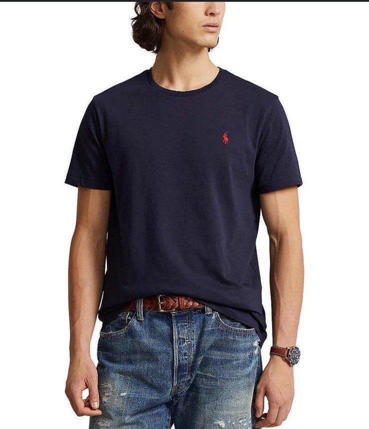 Ralph Lauren Shirt Medium Blue Red Pony POLO Soft Cotton Casual Custom Slim Fit