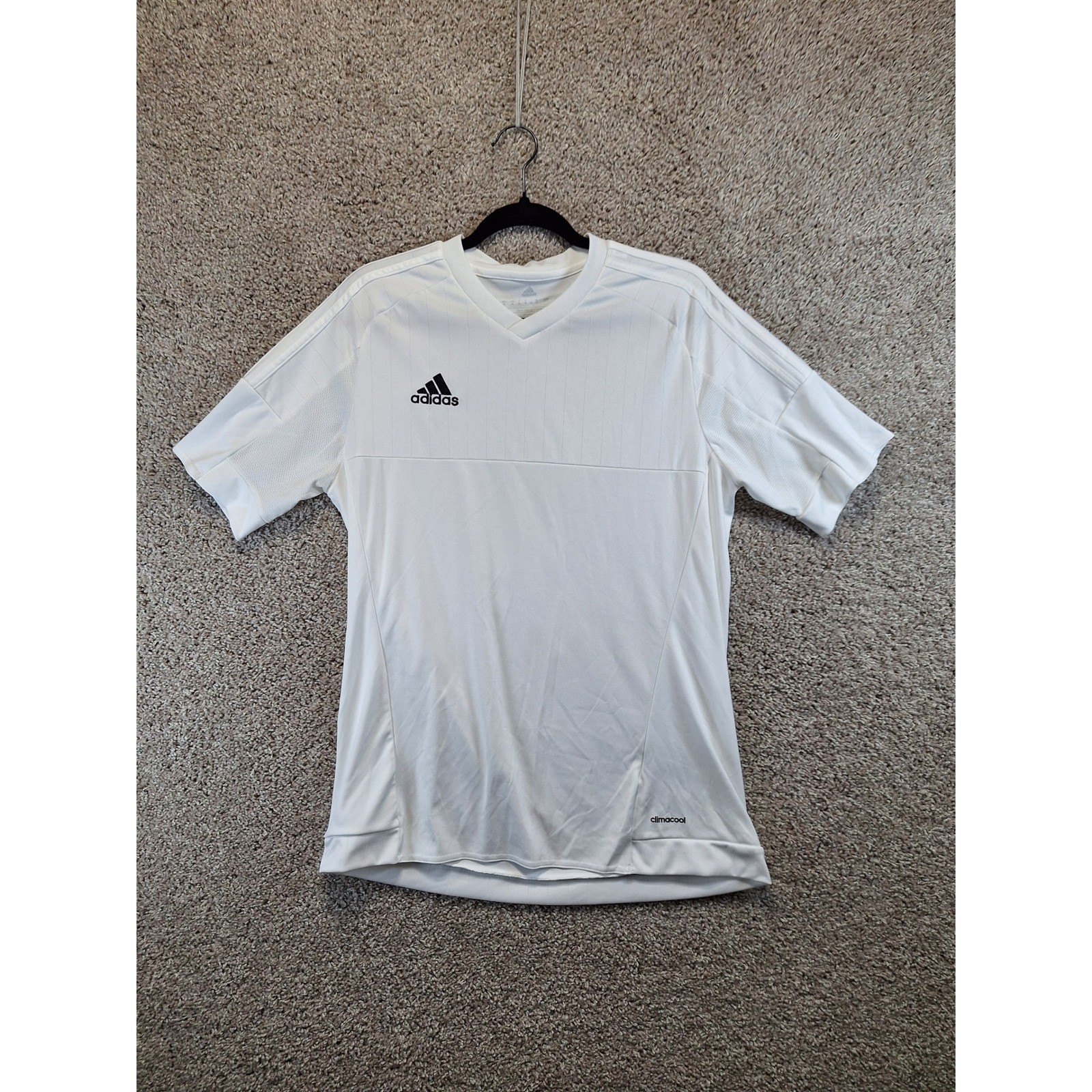 Adidas Shirt Mens Medium White Climacool Training V-Neck Athletic Summer