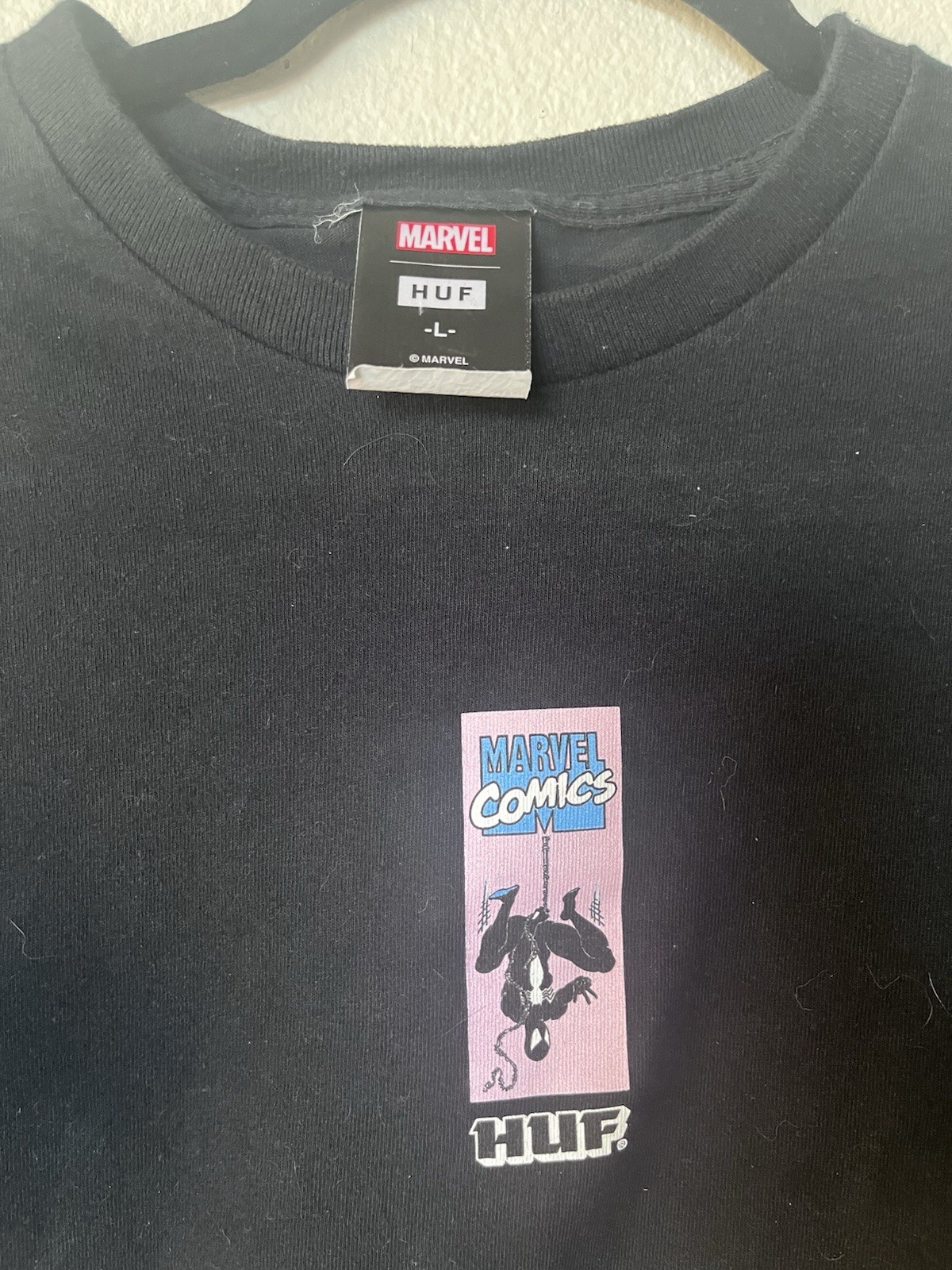 Marvel Comics Venom Spider Man Shirt Mens Large Black HUF Symbiote Graphic Tee