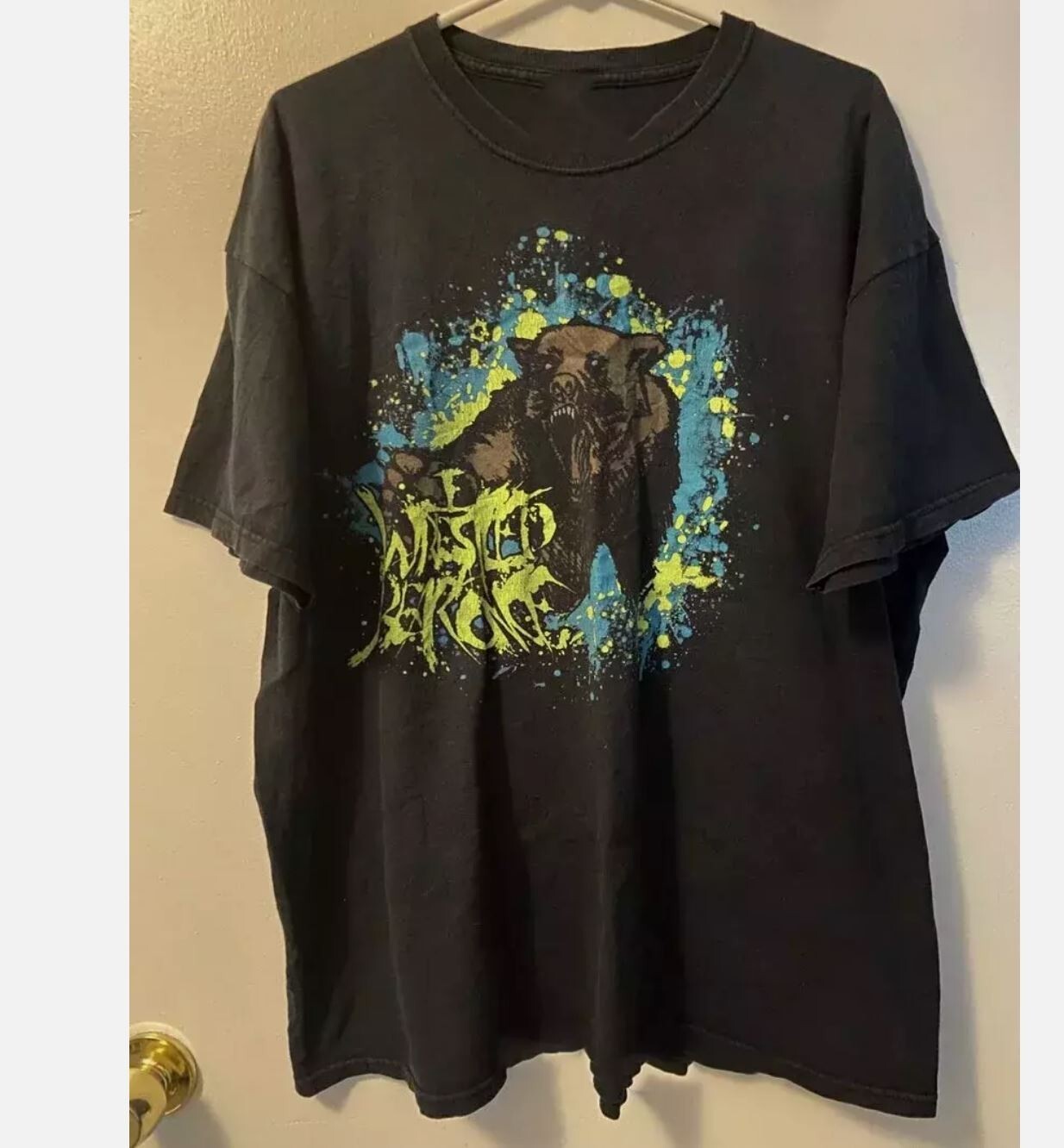 New Popular Iwrestledabearonce Black T-Shirt Cotton Full Size