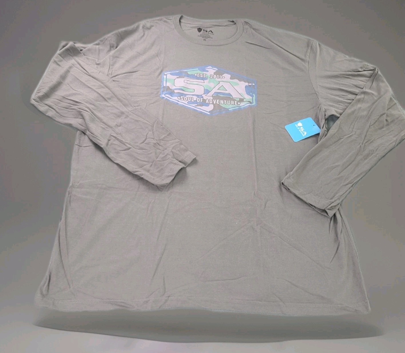 SA Soul Of Adventure Men&rsquo;s Longsleeve Gray Graphic Tee Size 2XL