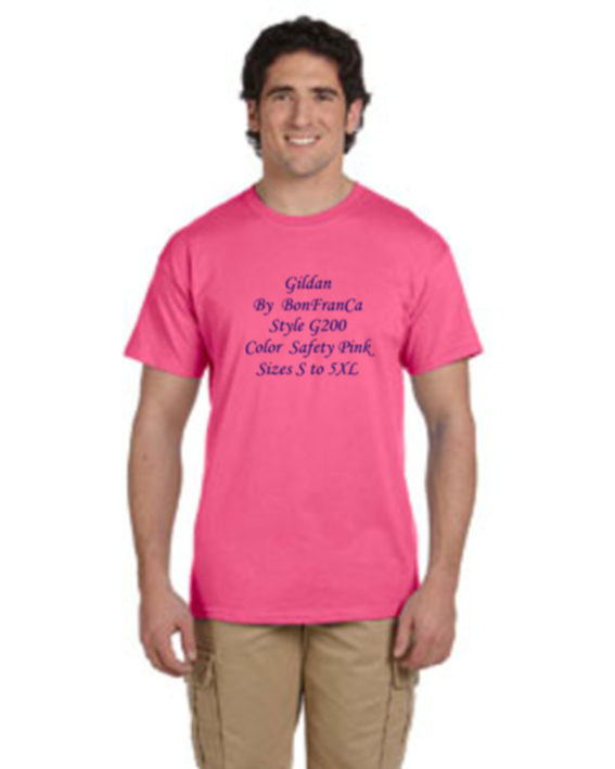 Gildan G200 Pink Safety 3XL Ultra Cotton T-shirt G2000 Rosado Neon Ansi A1
