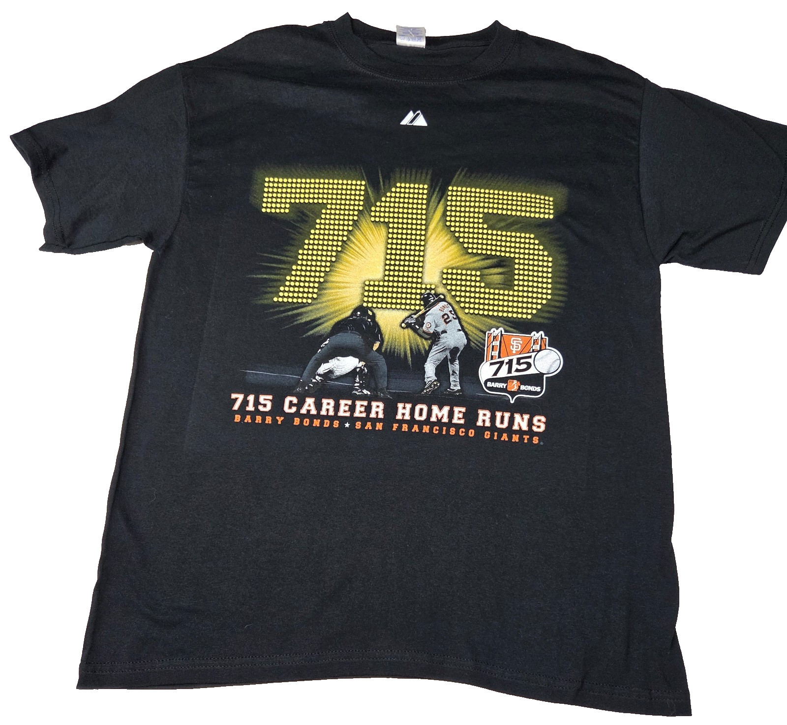 Barry Bonds 715 Career Home Runs Giants MLB T-Shirt Black Size Large