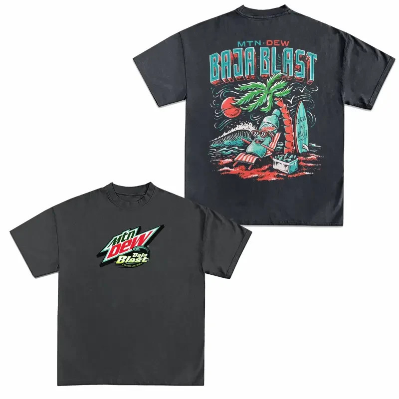 Mountain Deew Baja Blast Chill On The Beach Double-Sided T-Shirt, American