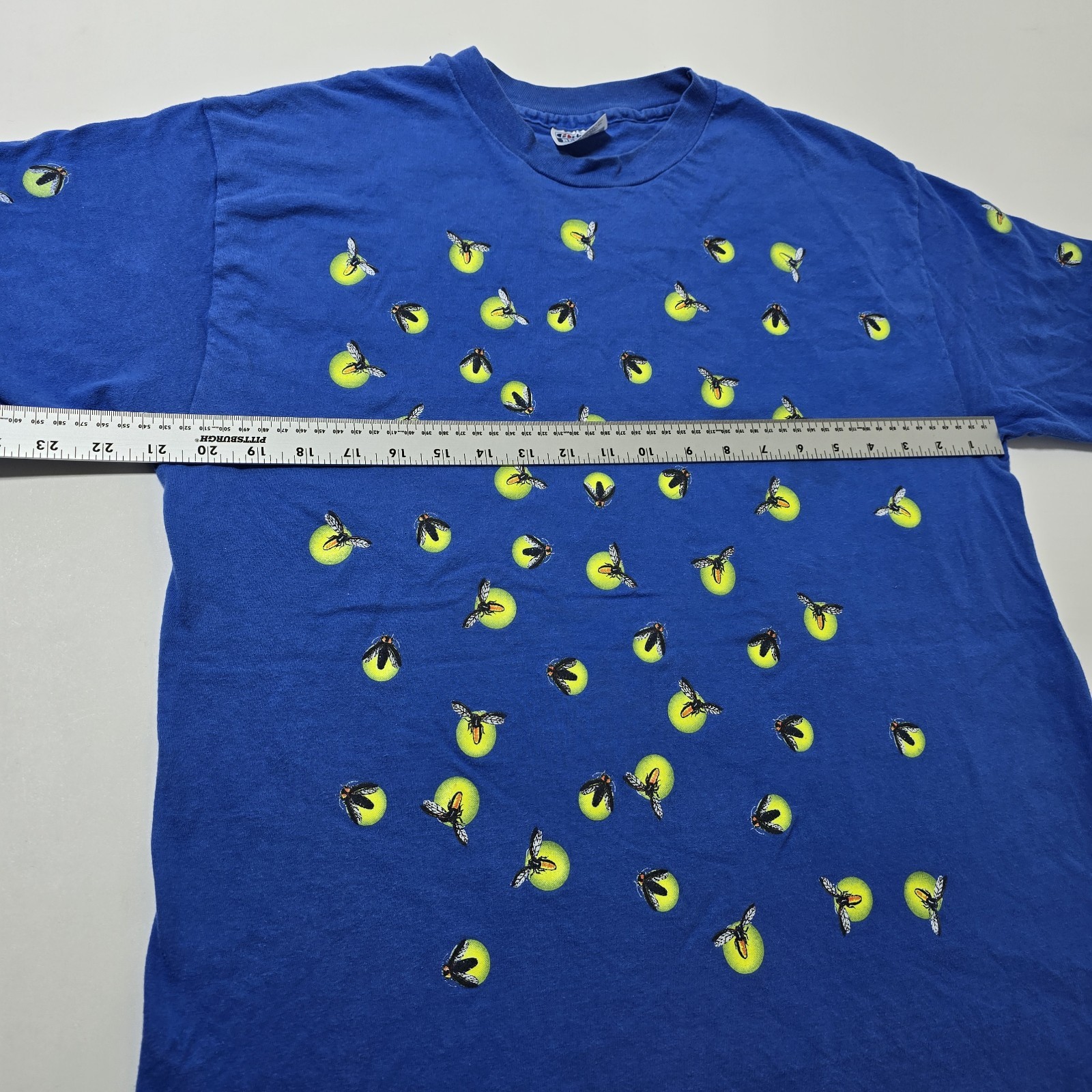 VTG 90s Dan Gilbert Fireflies Glow In The Dark AOP Men’s Blue T-Shirt Size Large