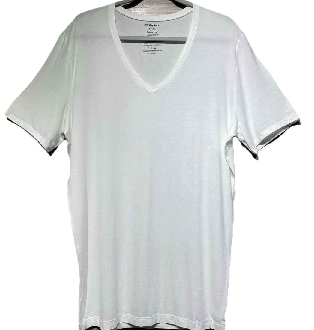 Tommy John Men’s Second Skin White V Neck Basic Shirt Xl Modal Spandex New