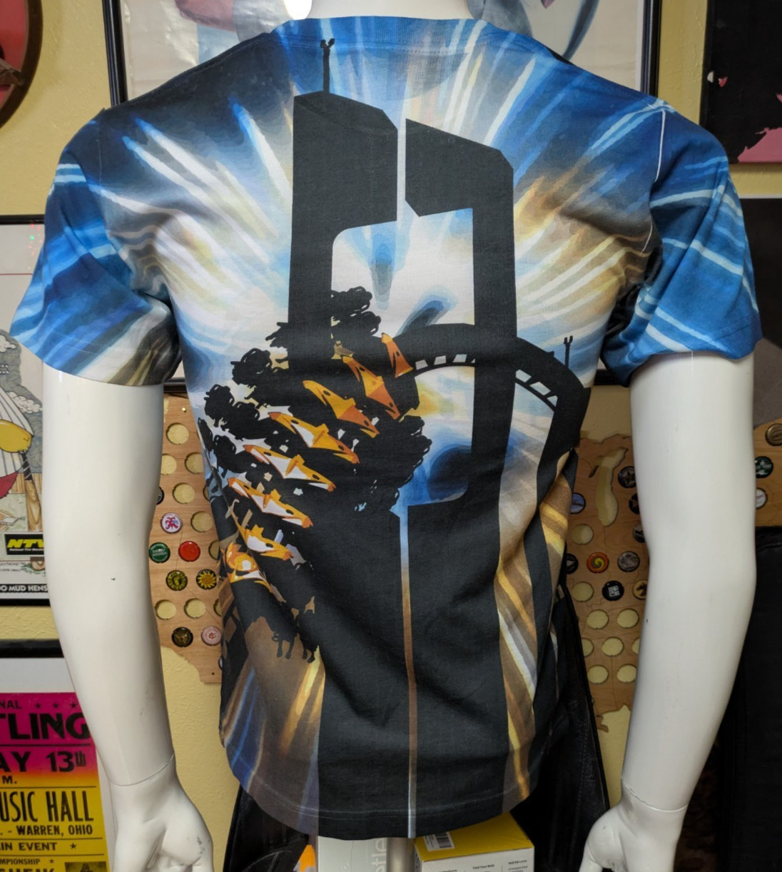 Cedar Point Amusement Park Gatekeeper Roller Coaster Allover Print T Shirt Small