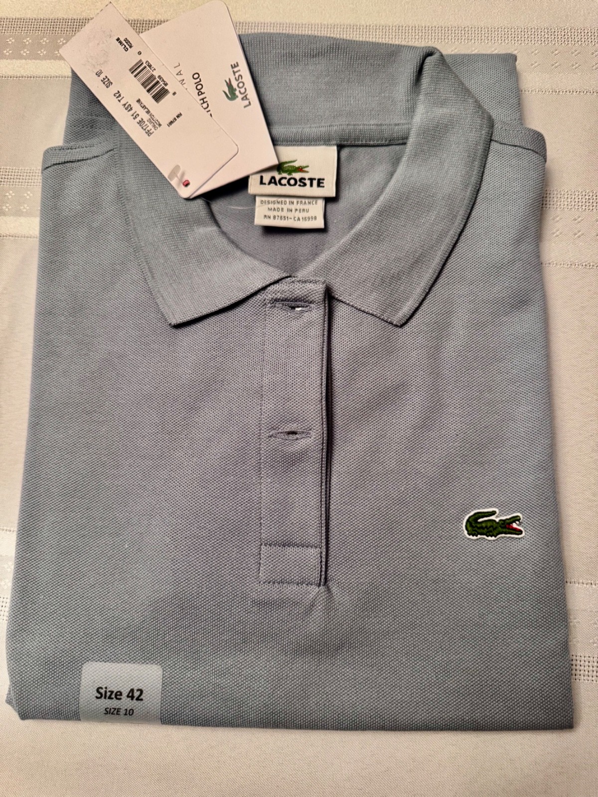 Lacoste Women Short Sleeve Cotton Polo Shirt -Size 10