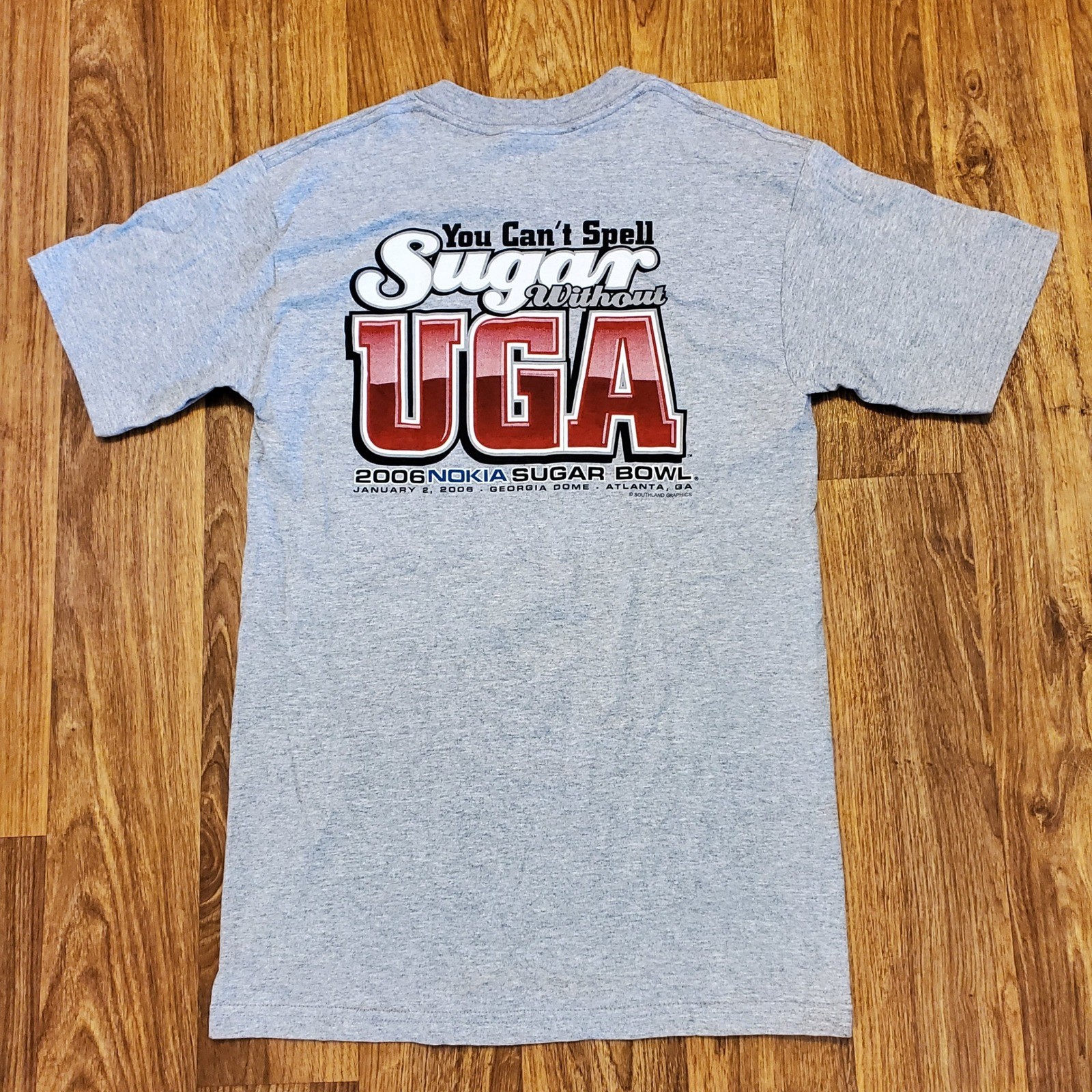 Vintage Georgia Bulldogs Shirt Men Small Gray 2006 Sugar Bowl UGA New Y2K