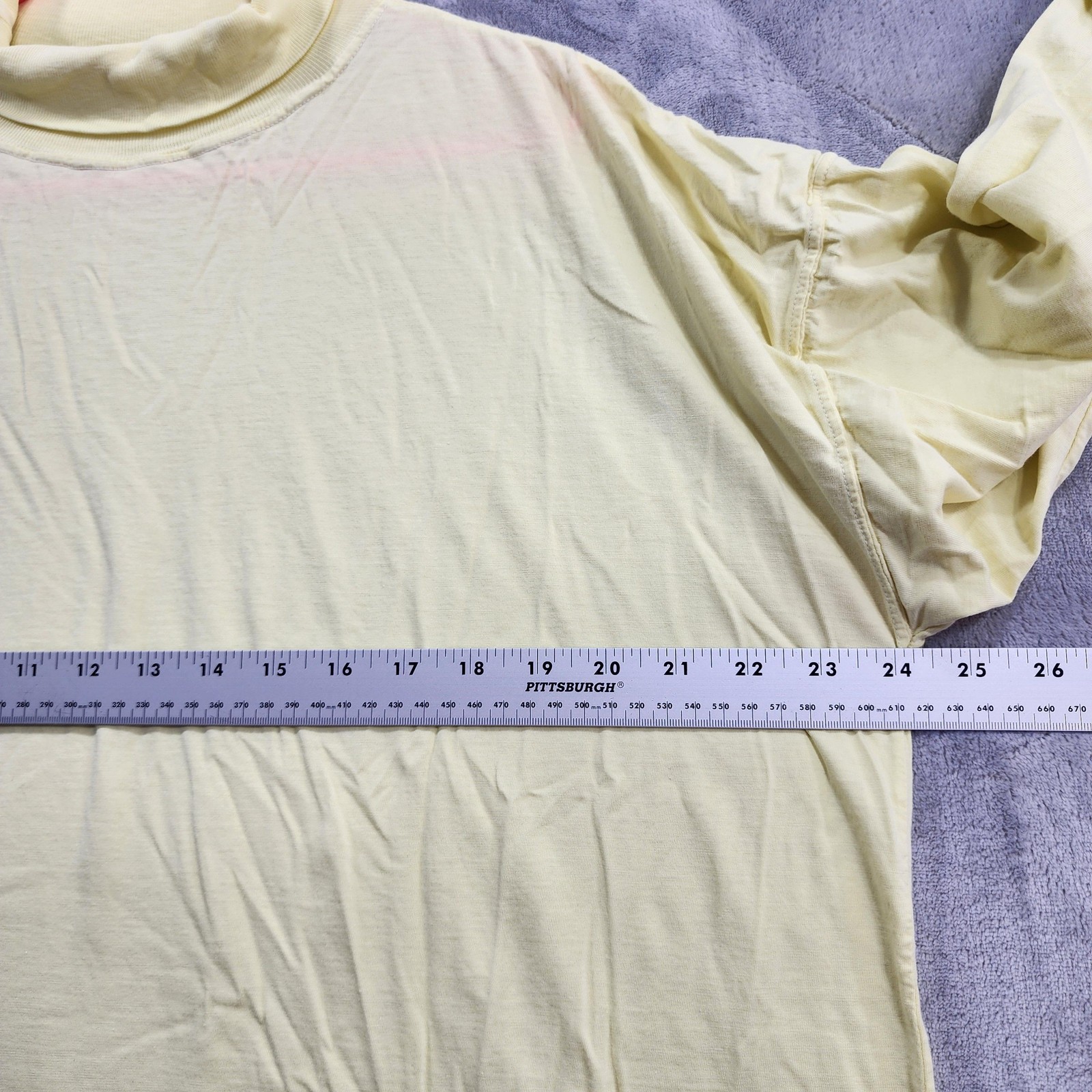 Vintage Top Mens L Yellow Long Sleeve Turtleneck Lightweight Cotton Casual