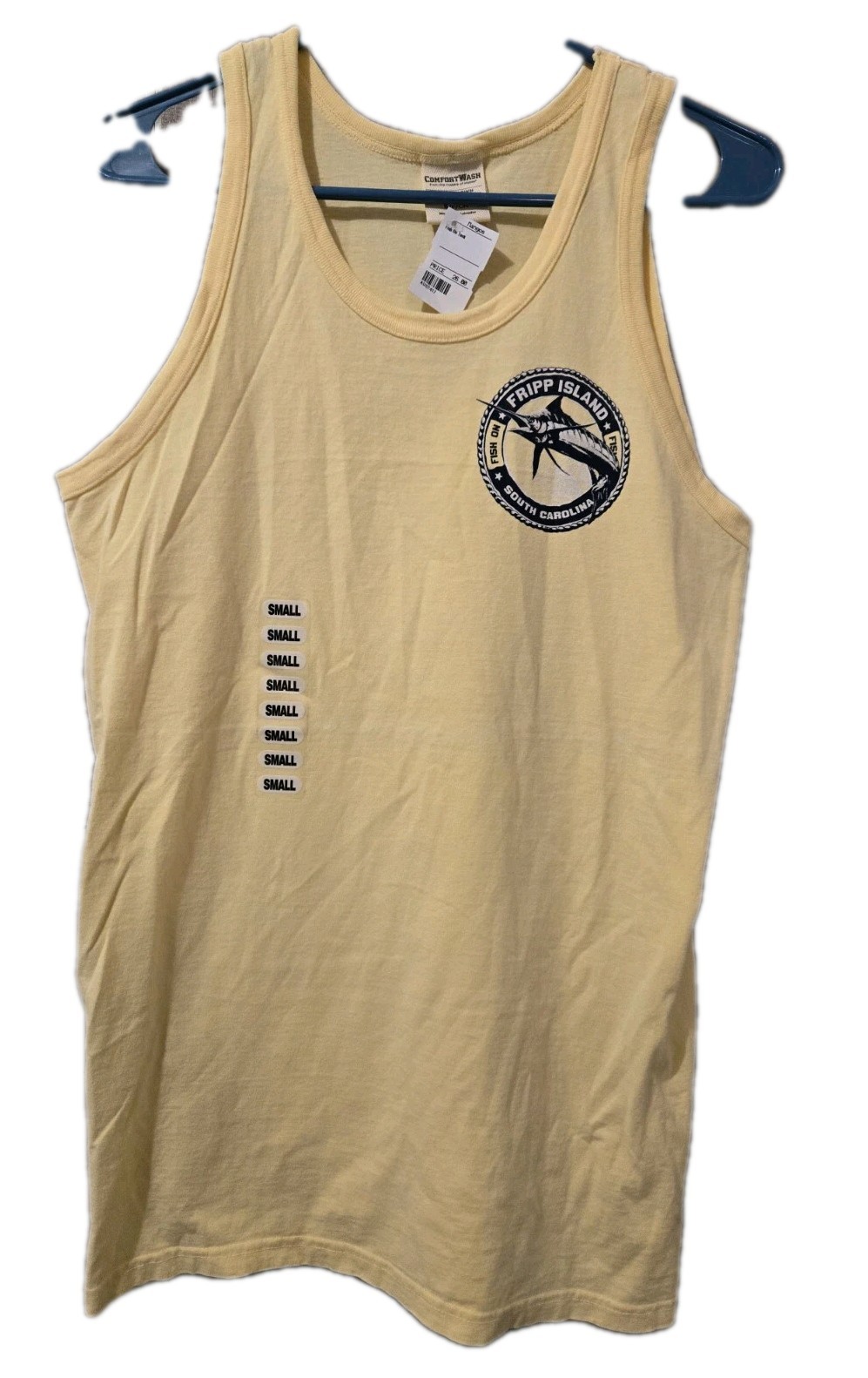 Fripp Island South Carolina SC Tank Top Yellow Adult Sz Small Fish On NEW NWT