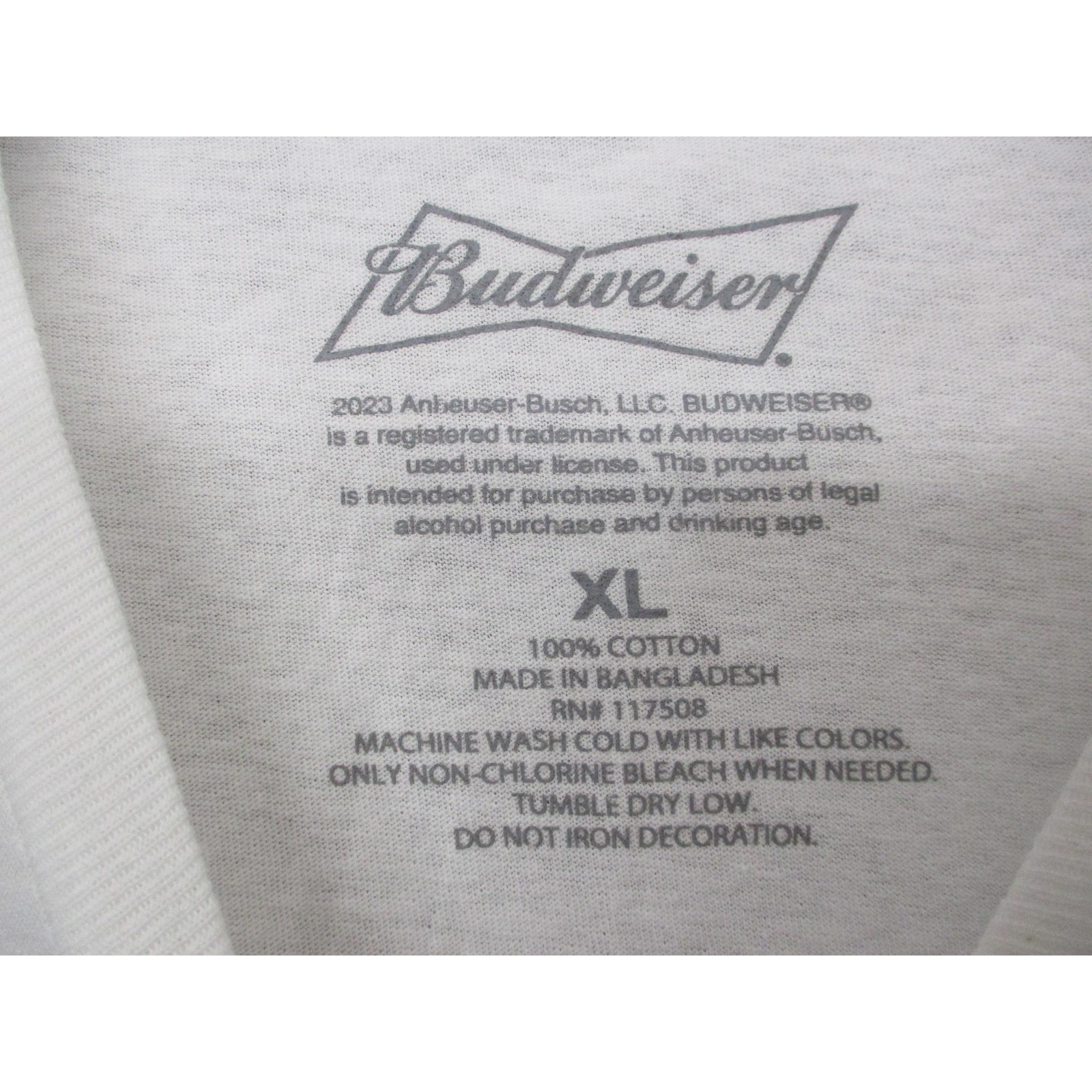 Budweiser White Graphic Short Sleeve Tee Unisex T-Shirt Size Extra Large
