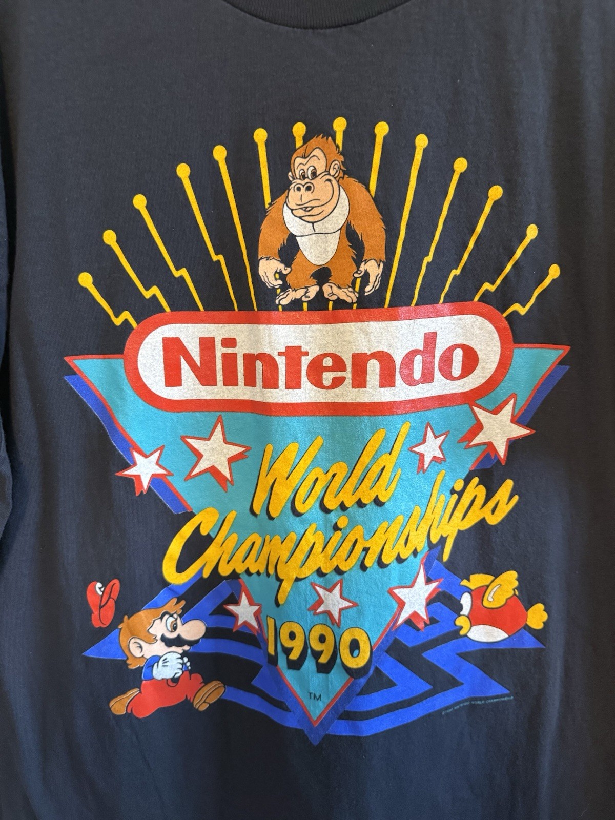 RARE 1990s Nintendo NES Vintage World Championship T-Shirt Donkey Kong Mario XL
