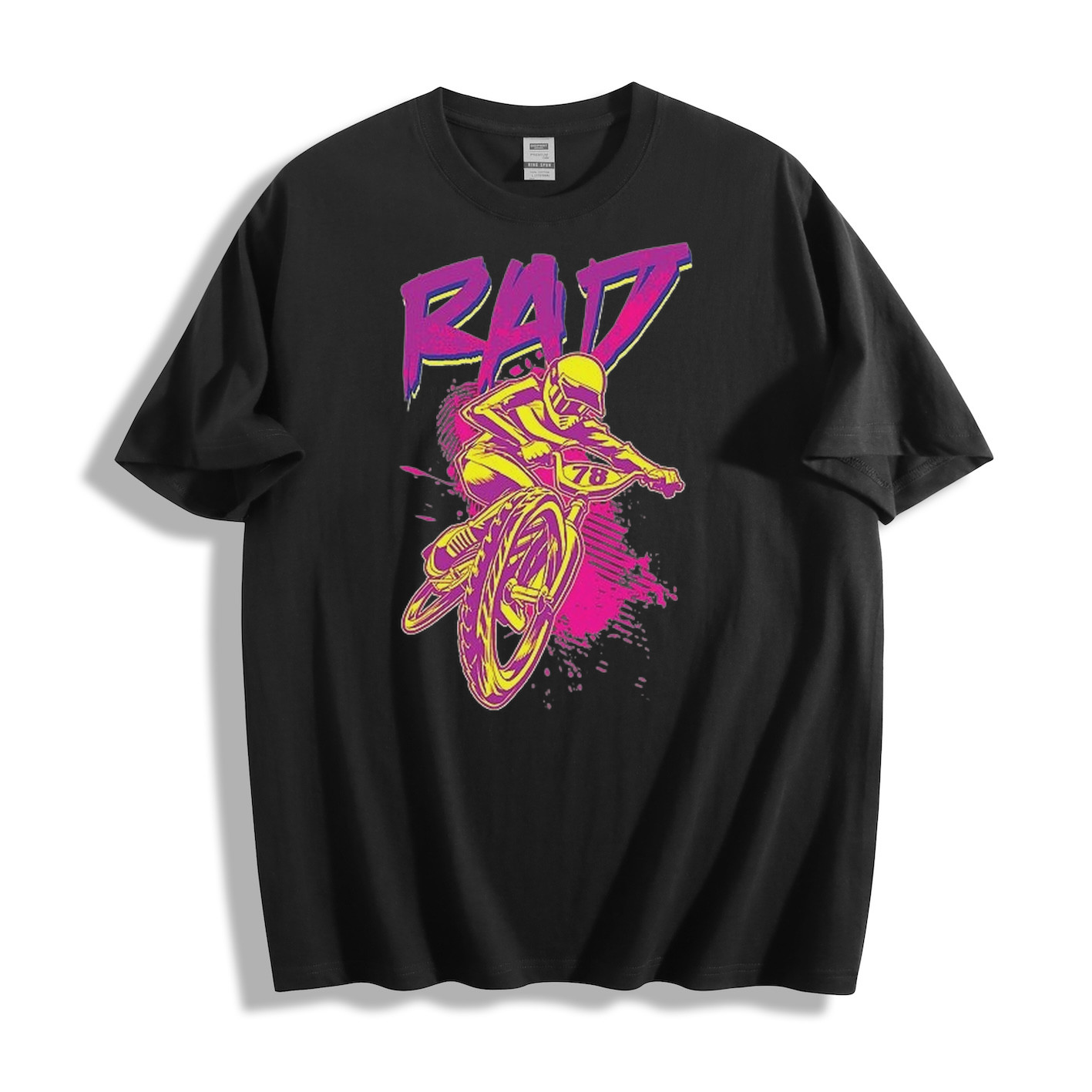 OFFICAL 80s Men&rsquo;s RAD BMX Graphic T-Shirt Retro Bike Rider Tee Streetwear