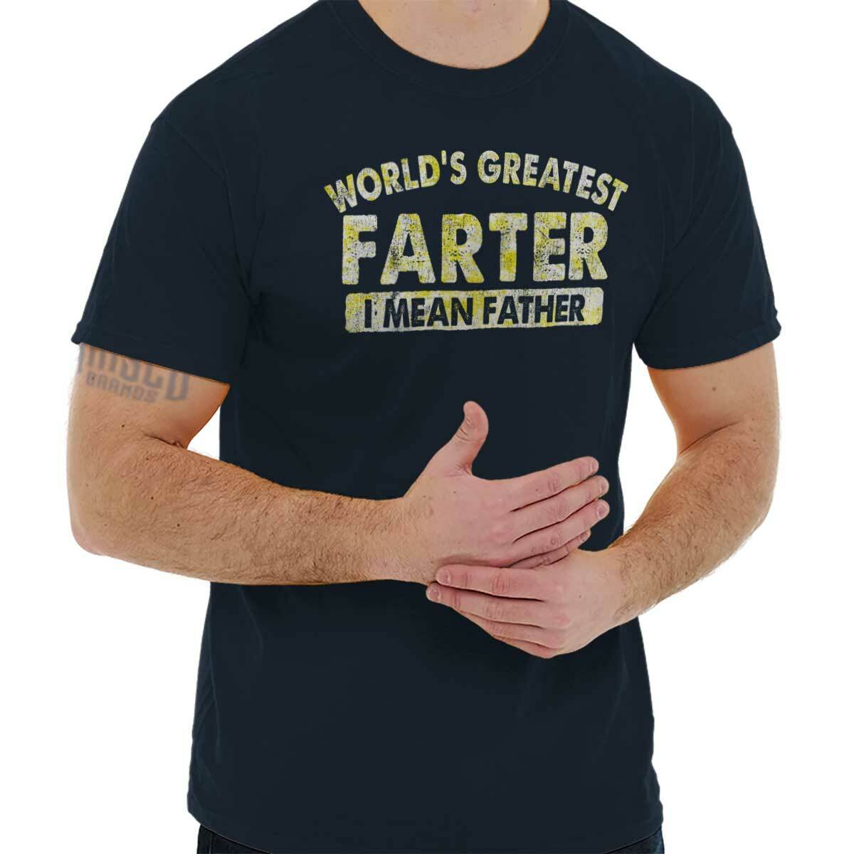 Funny Dad Worlds Best Farter I Mean Father Mens Casual Crewneck T Shirts Tees