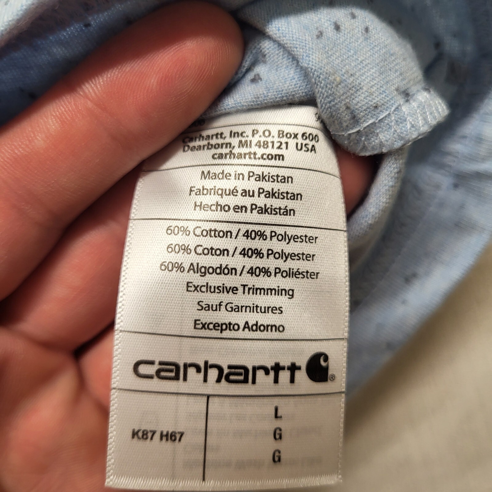 New Carhartt Pocket T shirt Mens Large Loose Fit Blue Short Sleeve Cotton Blend
