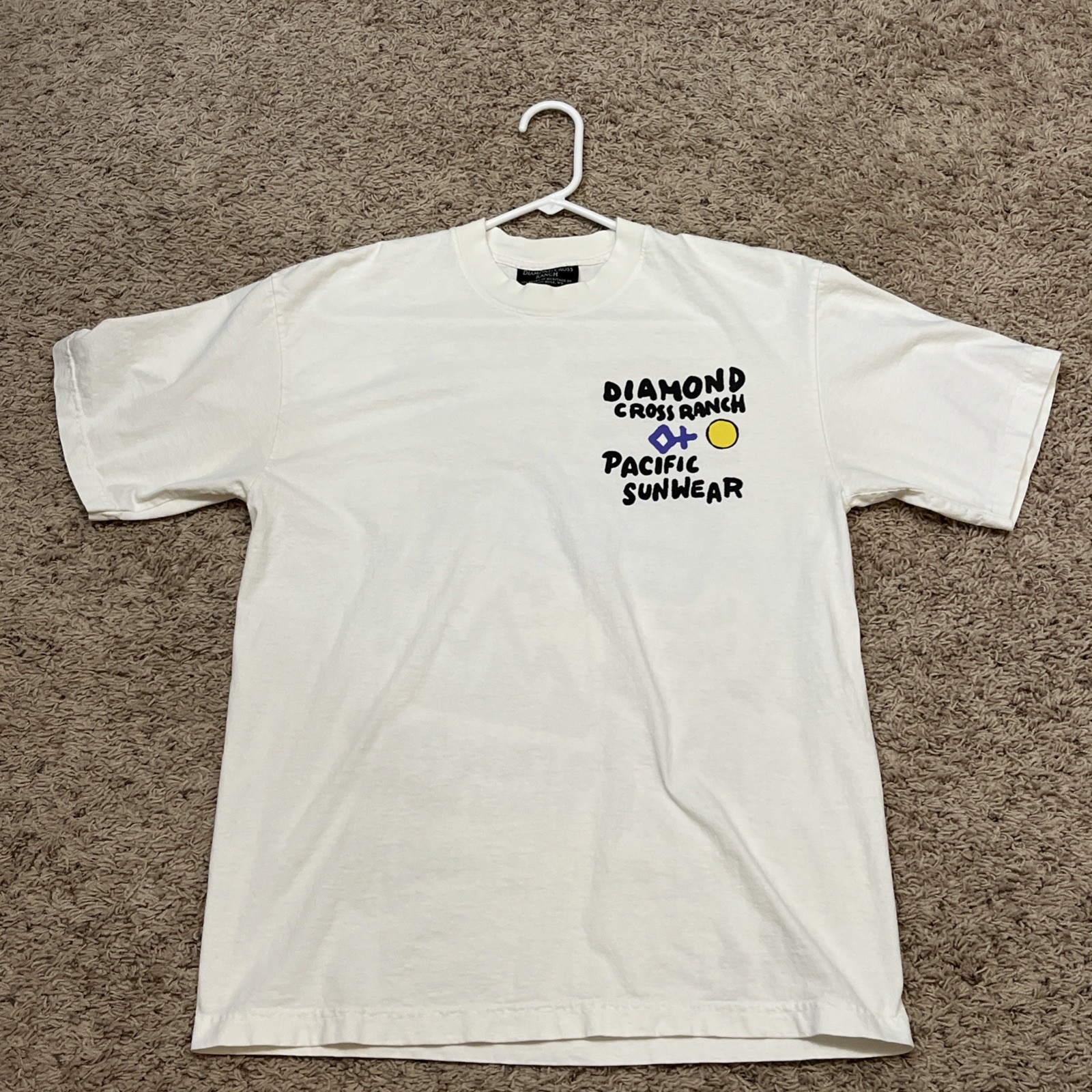 Diamond Cross Ranch White T-Shirt Tee Men&rsquo;s Size Med Jackson Hole Wyoming Cowboy
