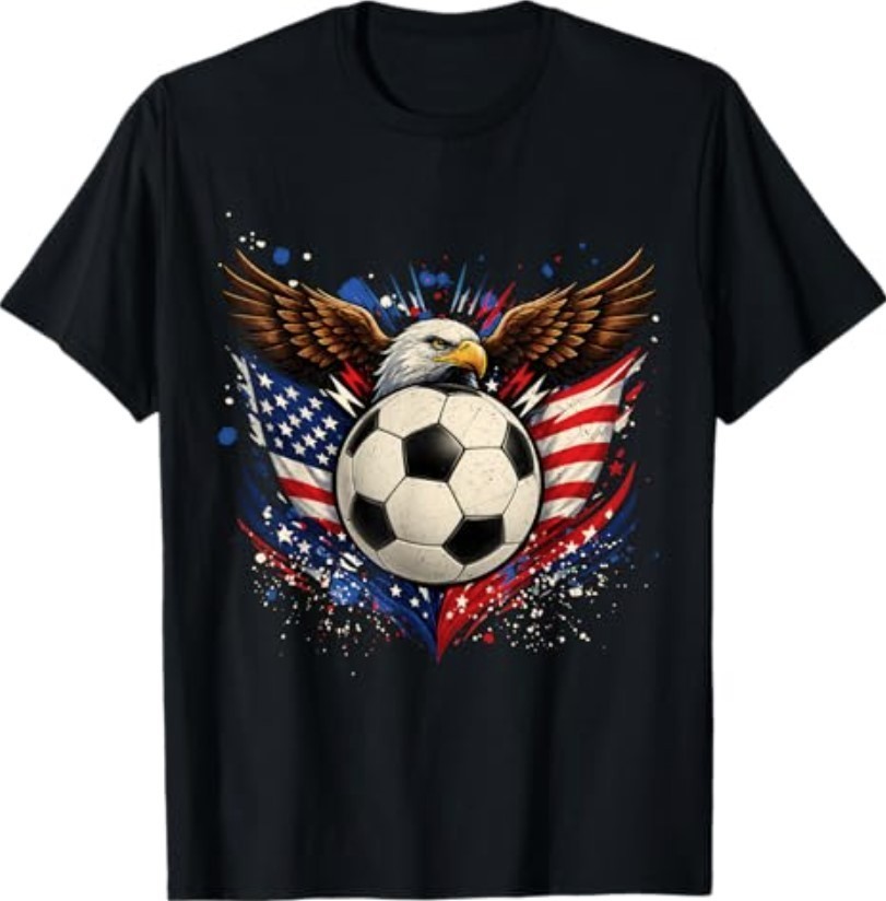 American Flag Soccer Ball 4th of July Patriotic Men Women T-Shirt