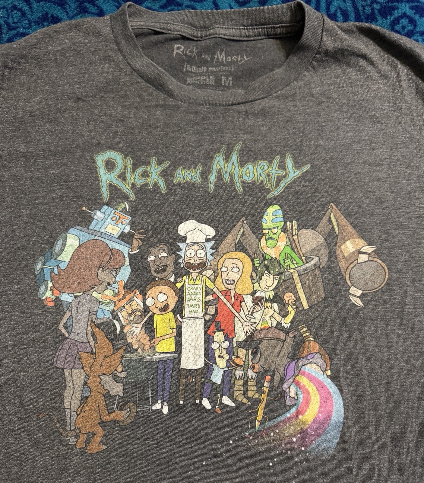 “RICK AND MORTY” (ADULT SWIM) RIPPLE JUNCTION T-SHIRT ADULT M medium GRAY S/S