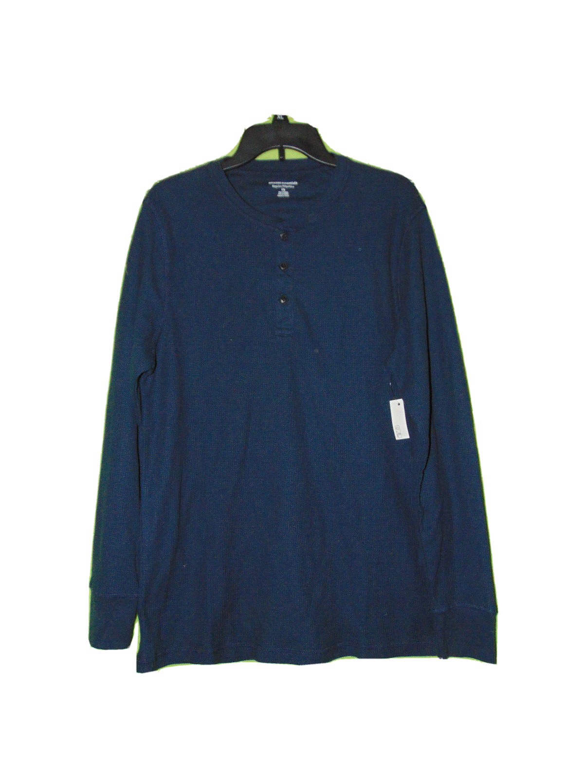 Amazon Essentials Thermal Henley Shirt Mens Large Navy Blue Long Sleeve New