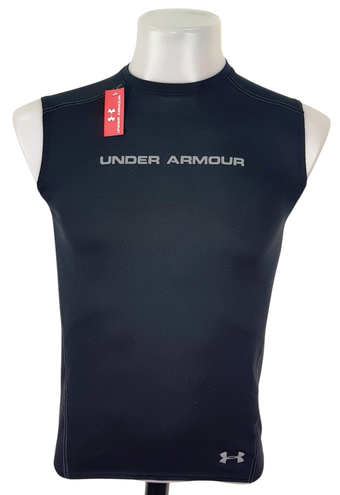 UNDER ARMOUR HEATGEAR Mens Black SLEEVELESS SPORTS TOP VEST Stretch – S -RRP £35