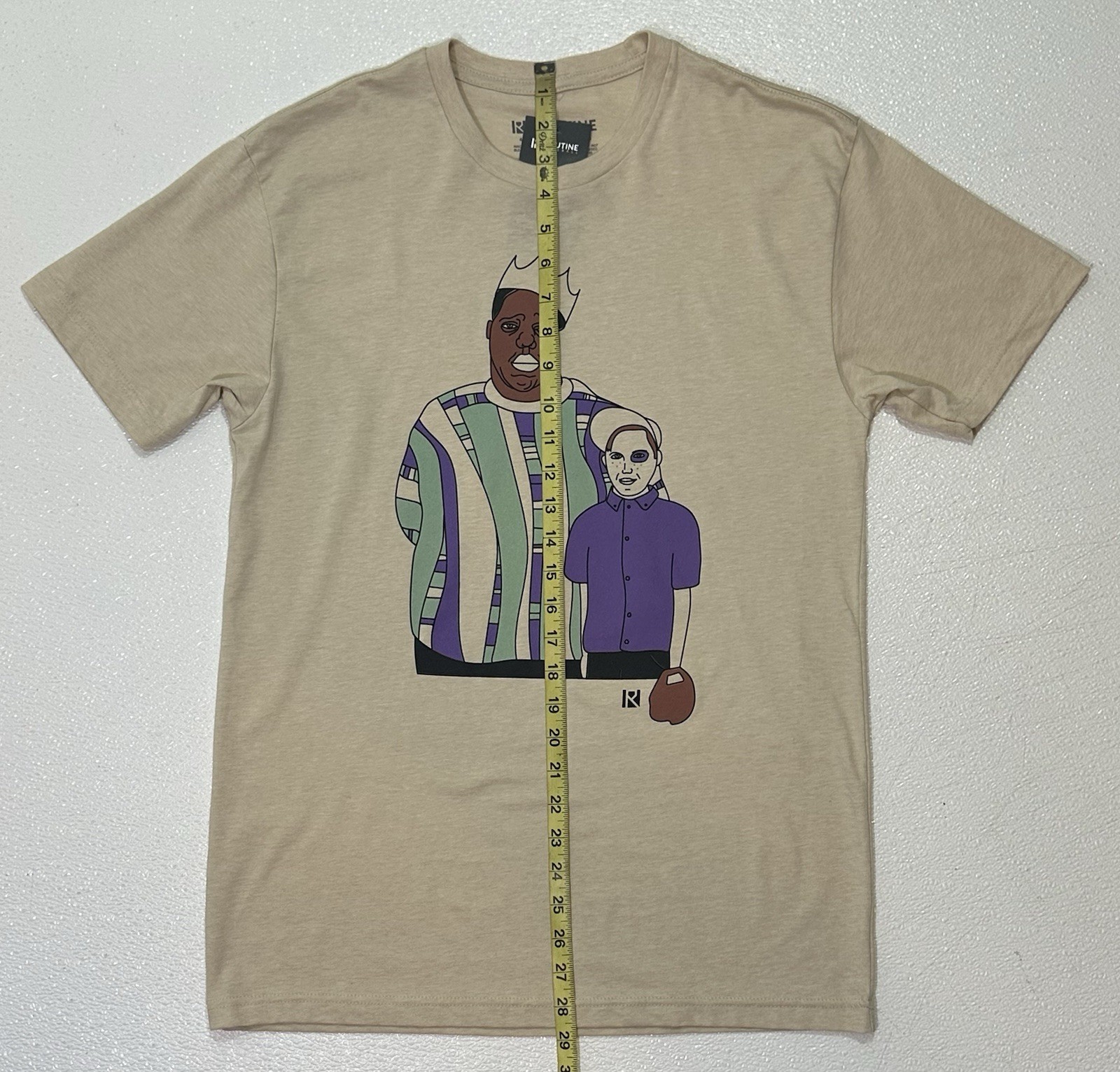 ROUTINE BASEBALL Size Medium Beige Biggie Smalls Sandlot T-shirt NWT