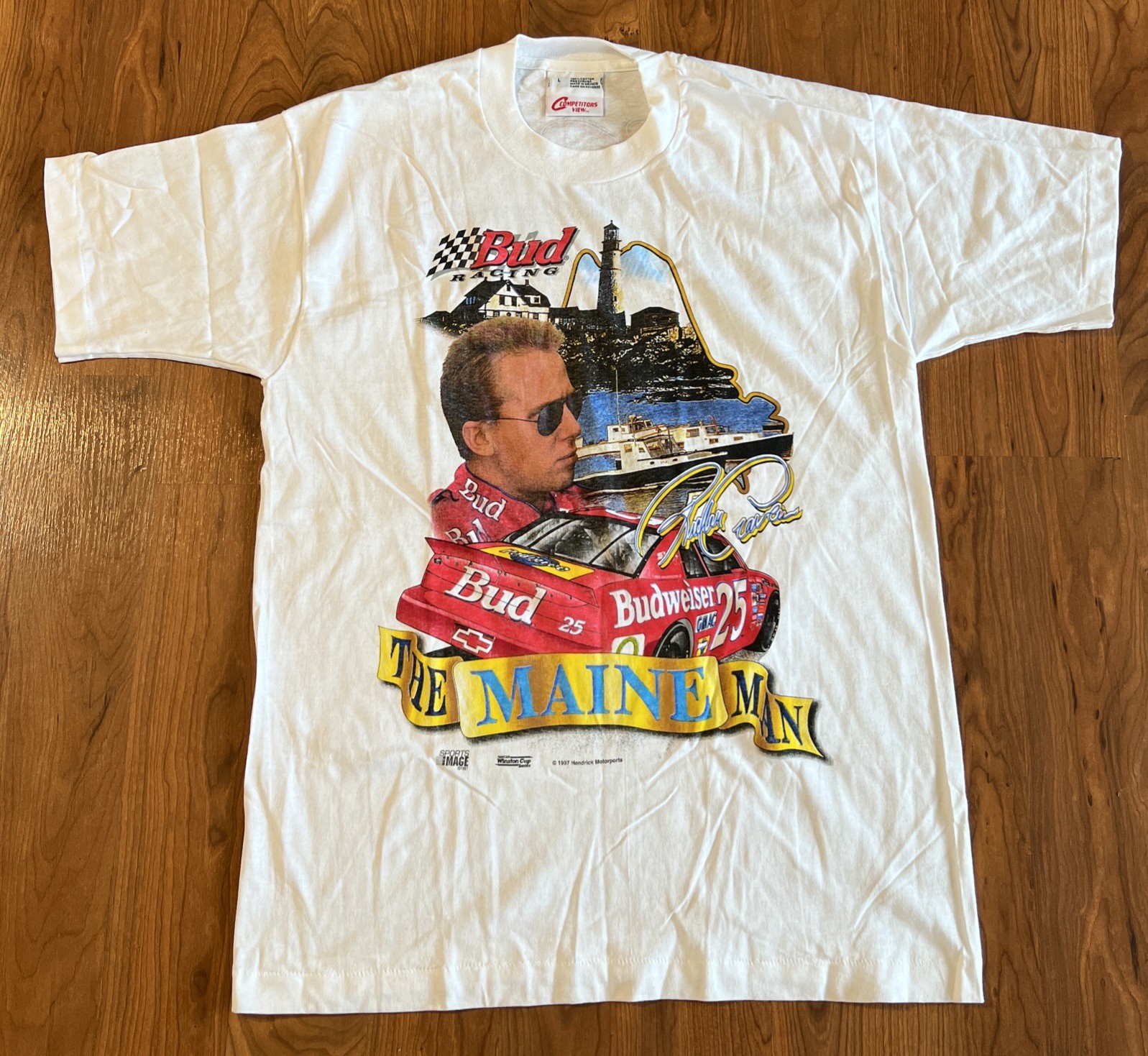 Vintage Competitors NASCAR The Maine Man Ricky Craven T Shirt Sz L Made USA NOS