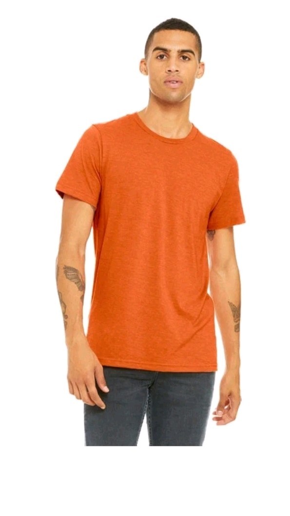 Bella + Canvas 3001C Unisex Orange T-Shirt Heather Stylish Tee Mens L New Sample