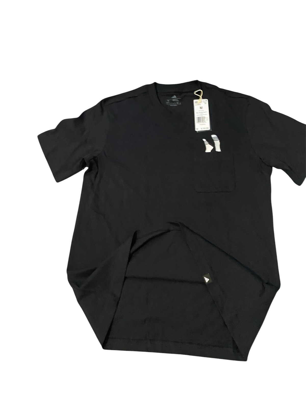 Adidas-Lounge Slides Pocket T-Shirt-Men’s Size: Medium-Color: Black/White-NEW!!