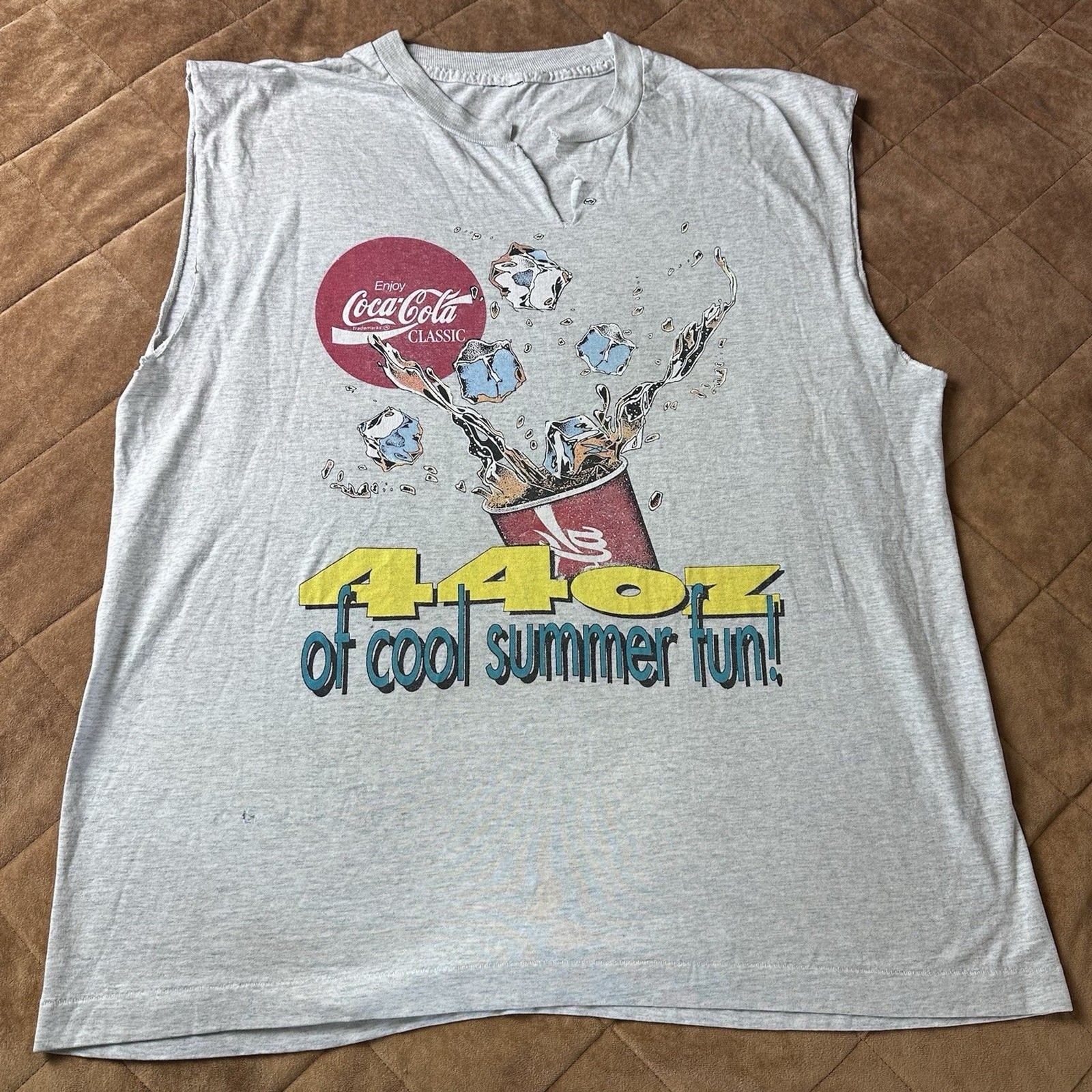Vintage 90s Coca Cola Coke 44 Oz Double-Sided Shirt Soda Pop Mens XL