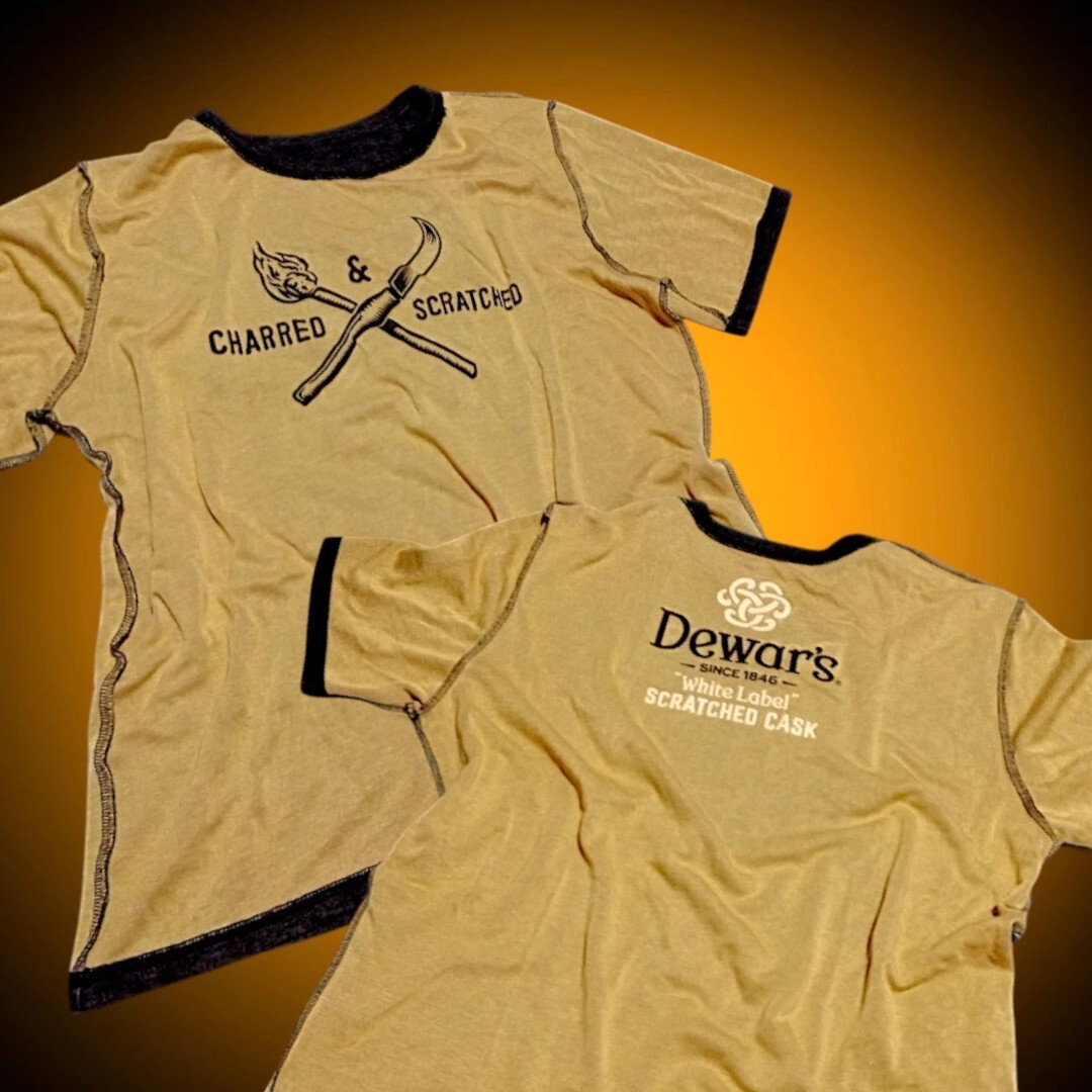 Dewar&rsquo;s High-End Gold & Black SS Reversible Crew Neck Luxury Knit Shirt M-L-XL