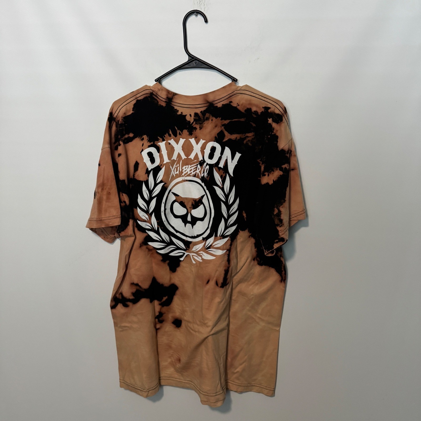 Dixxon Xul Beer Co Shirt Mens XL Beige Black Bleach Tie Dye Graphic Tee Sample