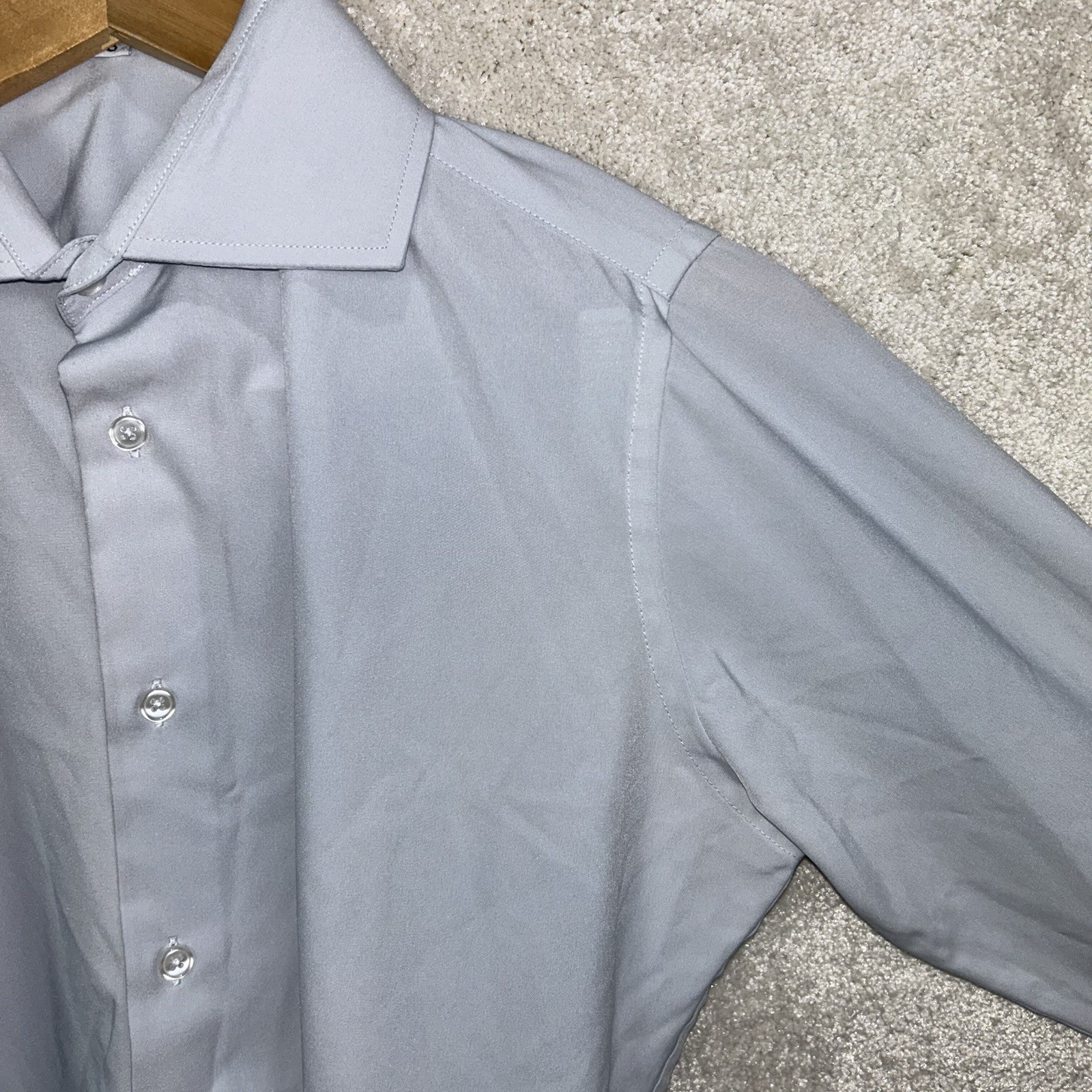 State & Liberty Athletic The Javier Pale Blue Spread Collar Stretch Button Shirt