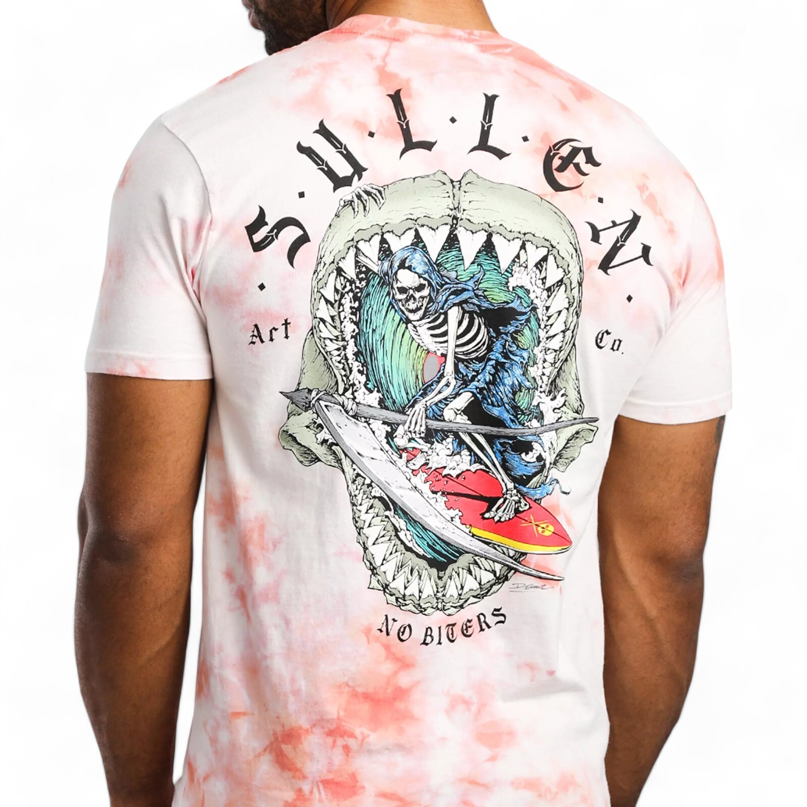 Men&rsquo;s Sullen Art Co. No Biters Coral White Crystal Wash Tattoo Tee T-Shirt M-XL