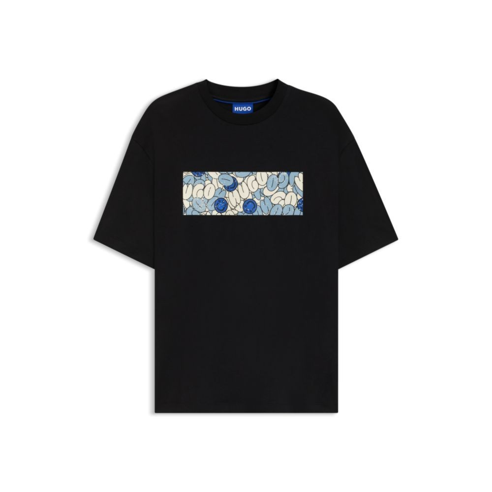Hugo Boss Men&rsquo;s Nurix Crewneck Abstract Logo Graphic T-Shirt Black-Small