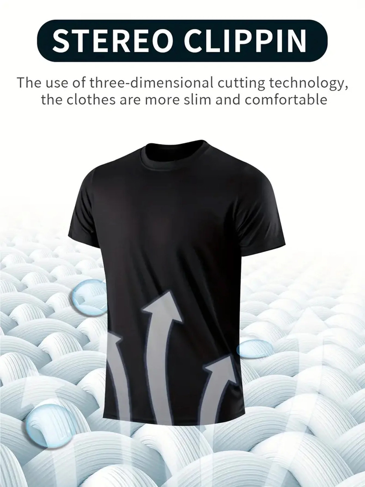 Men T Shirt Quick Dry Ultra Light Black Round Neck Short Sleeve Gym Top