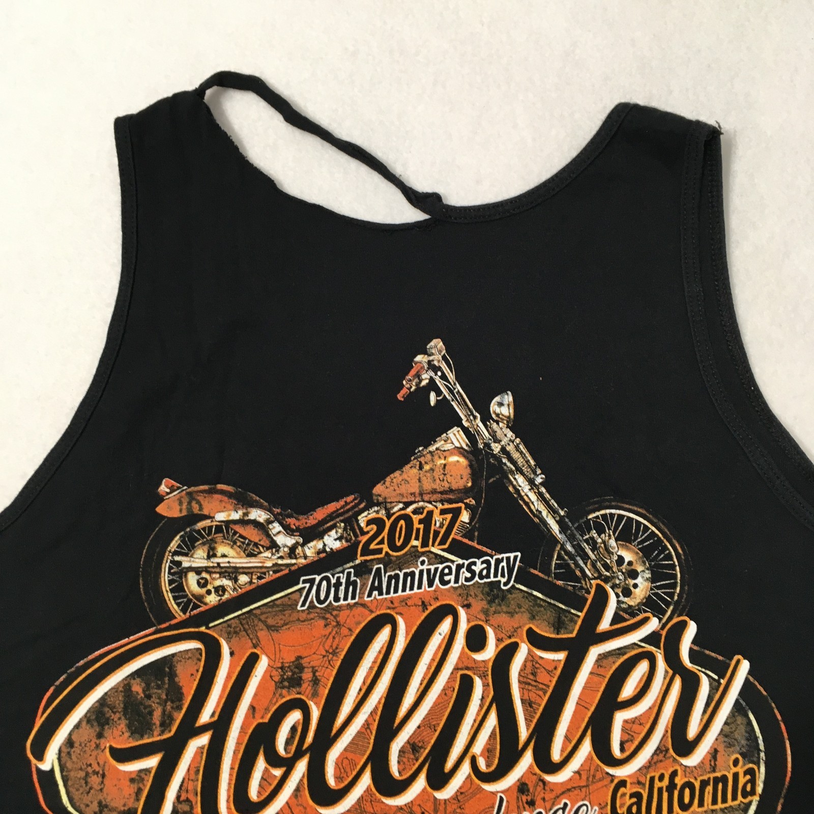 MOTORCYCLE RALLY HOLLISTER TANK Double Sided 70TH Mens XXL 2XL distress strap