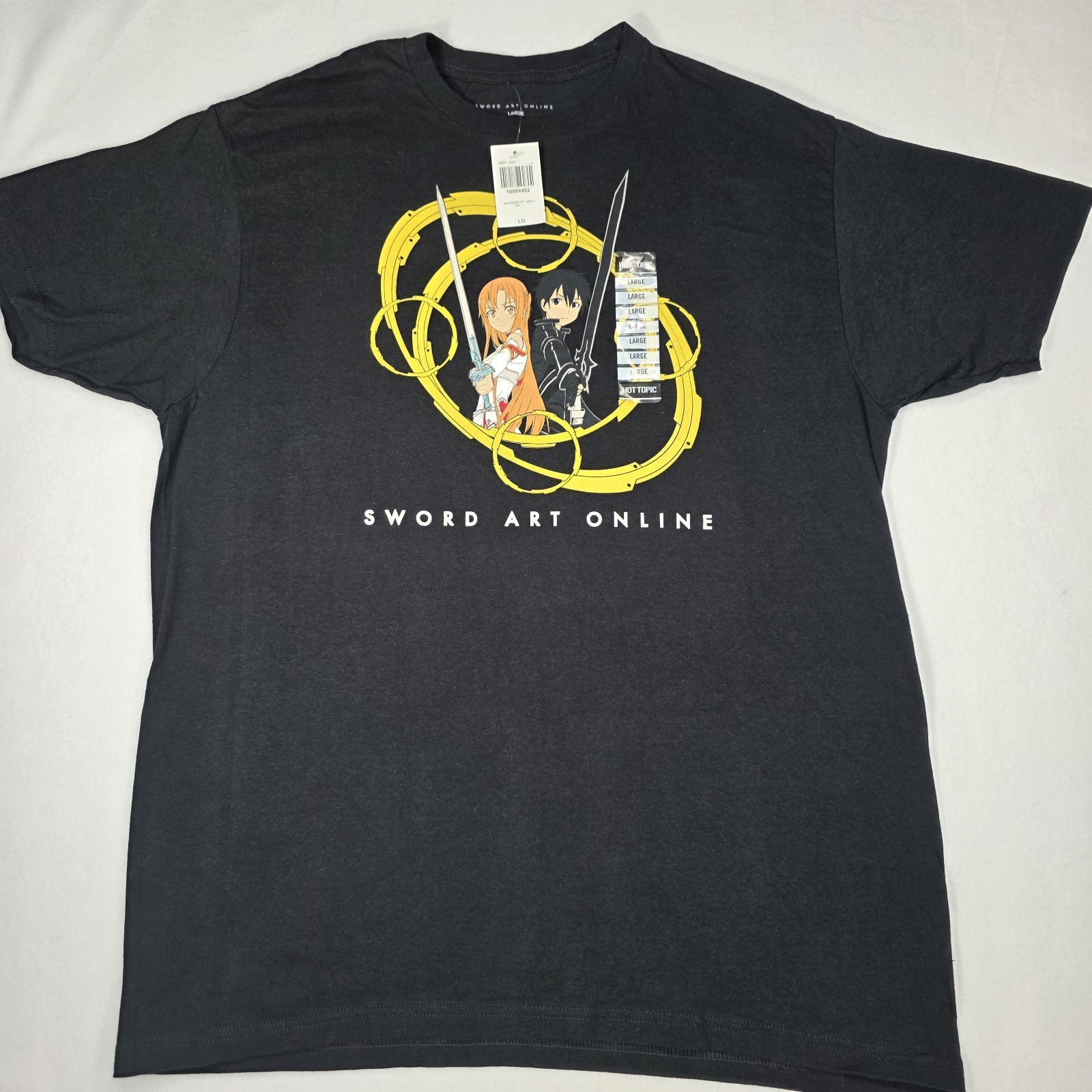 NWT Sword Art Online T Shirt Mens Large Black Anime Graphic Kirito Asuna SAO Tee