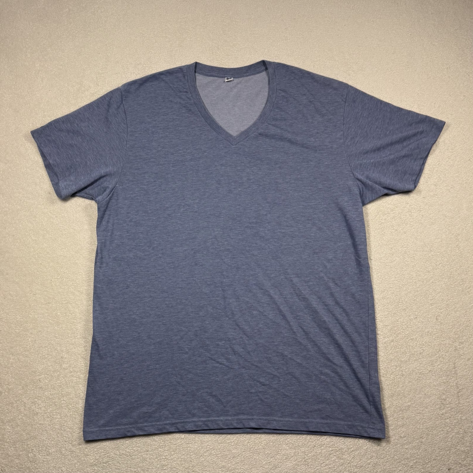 Uniqlo Men&rsquo;s Blue Basic Short Sleeve Cotton Blend V-Neck T-Shirt Size XL