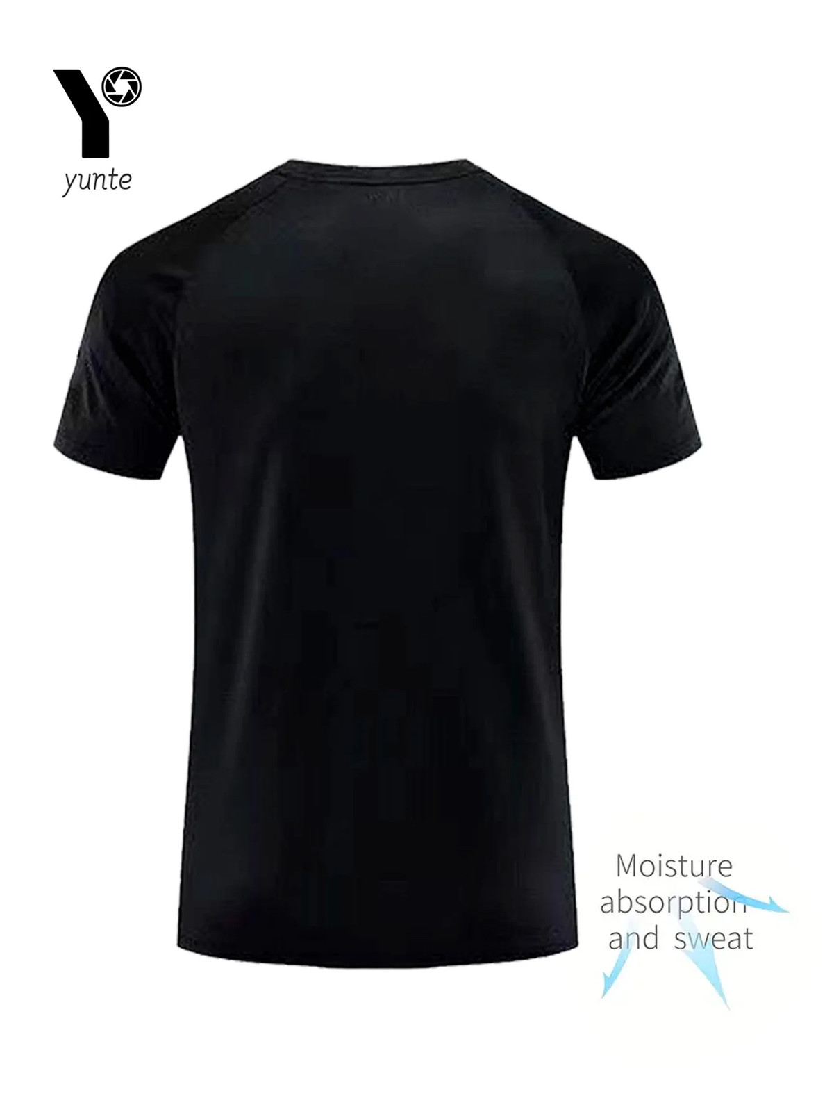 Men T Shirt Quick Dry Ultra Light Black Round Neck Short Sleeve Gym Top