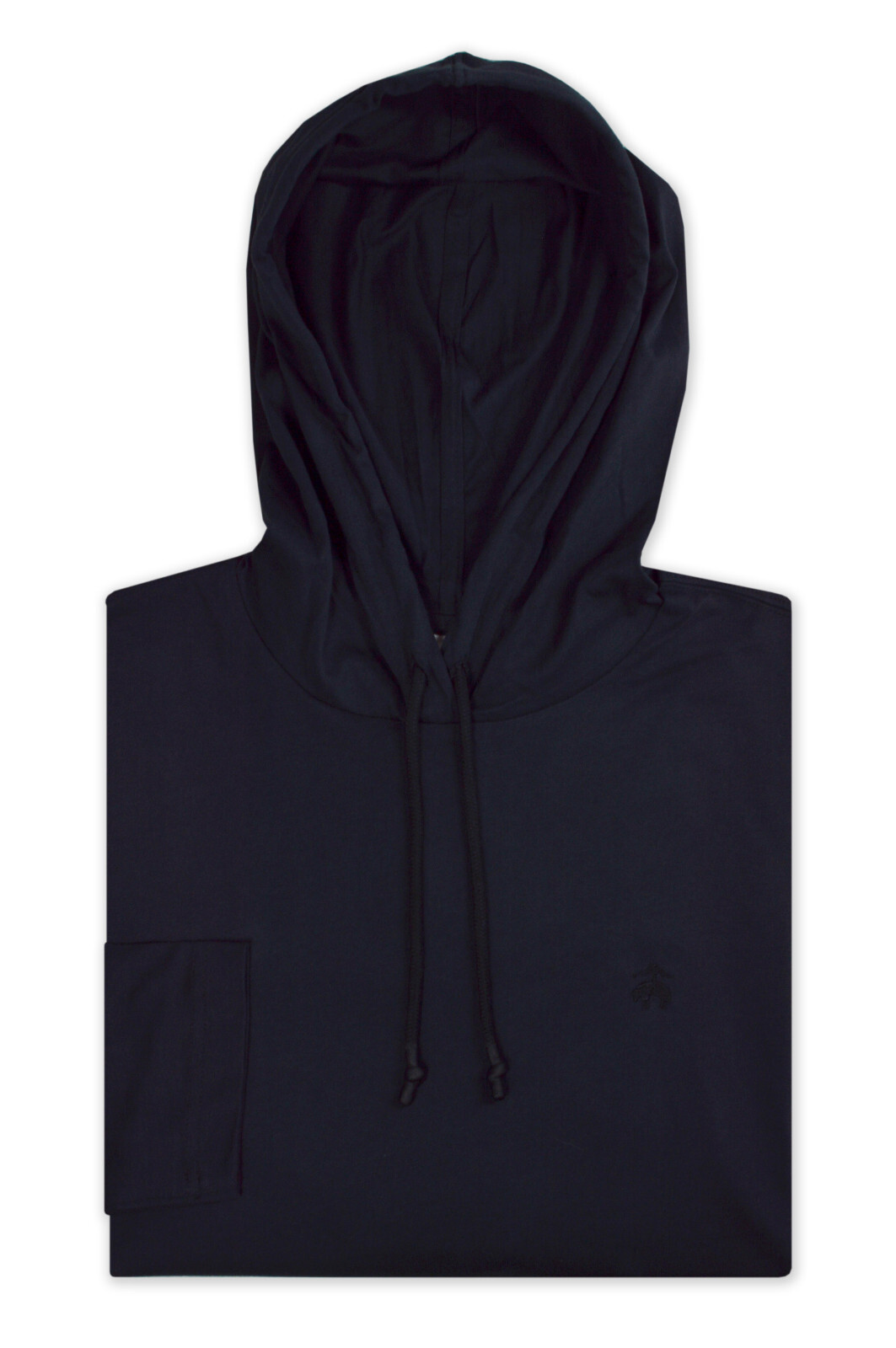 Brooks Brothers Mens Black Long Sleeve Light Hooded Shirt, Large L BB-145