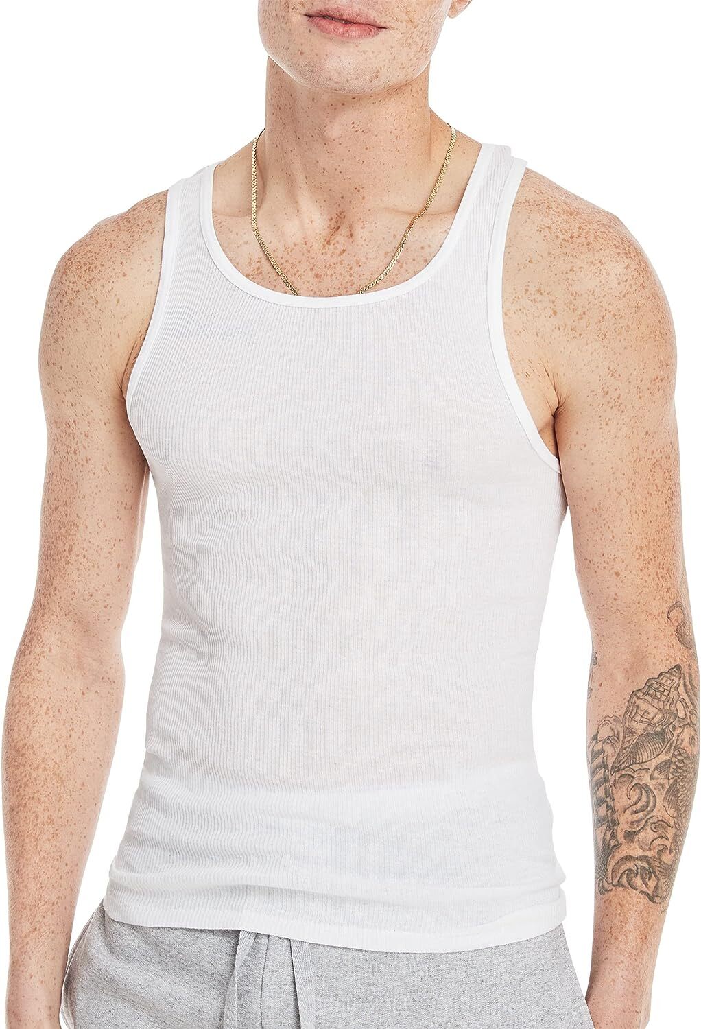 Hanes Men&rsquo;s Ribbed Moisture-Wicking Tank Top Undershirt (6 Pack)