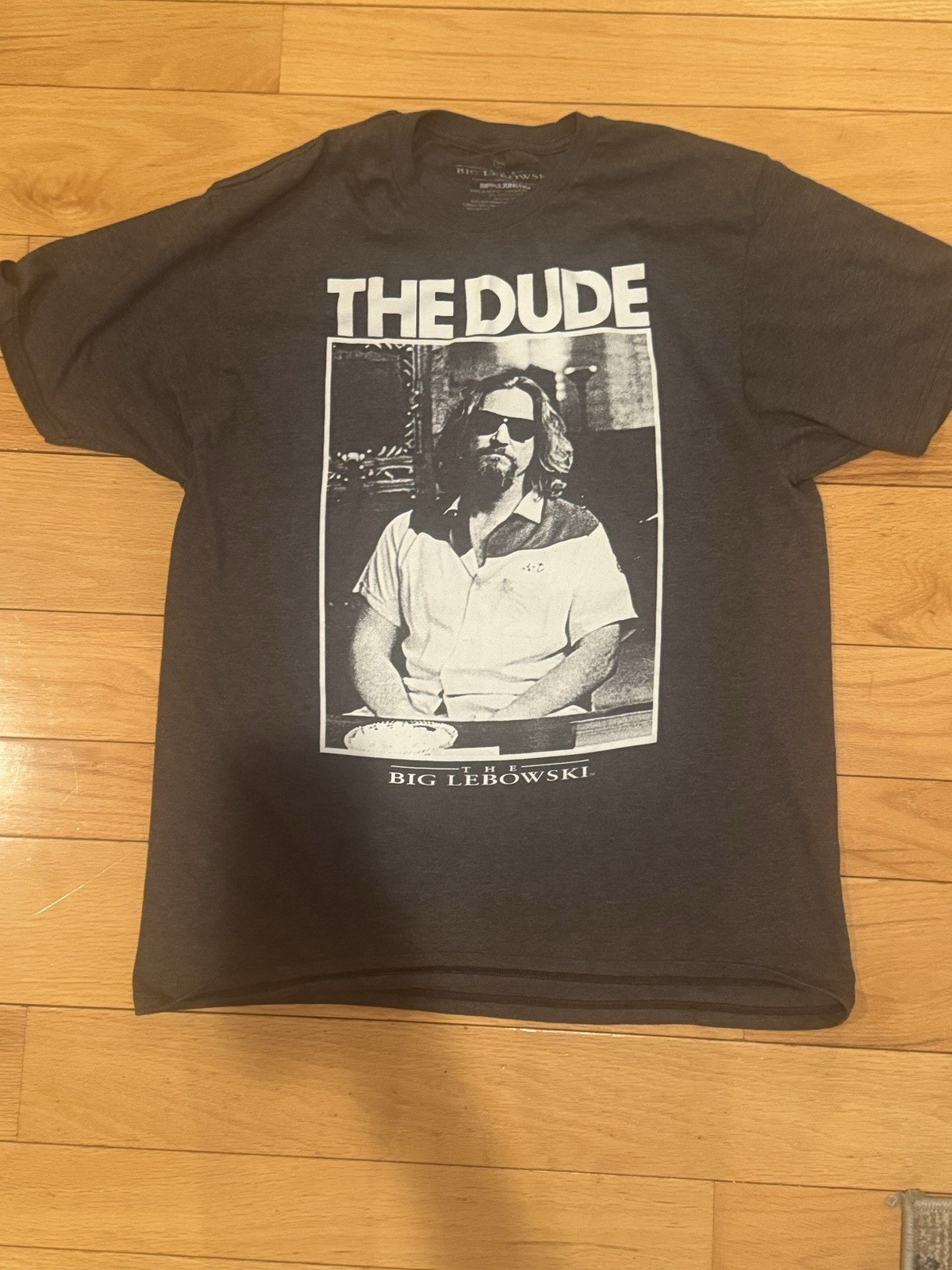 Big Lebowski Men’s L Black The Dude Graphic Crew Neck Short Sleeve Cotton Tee