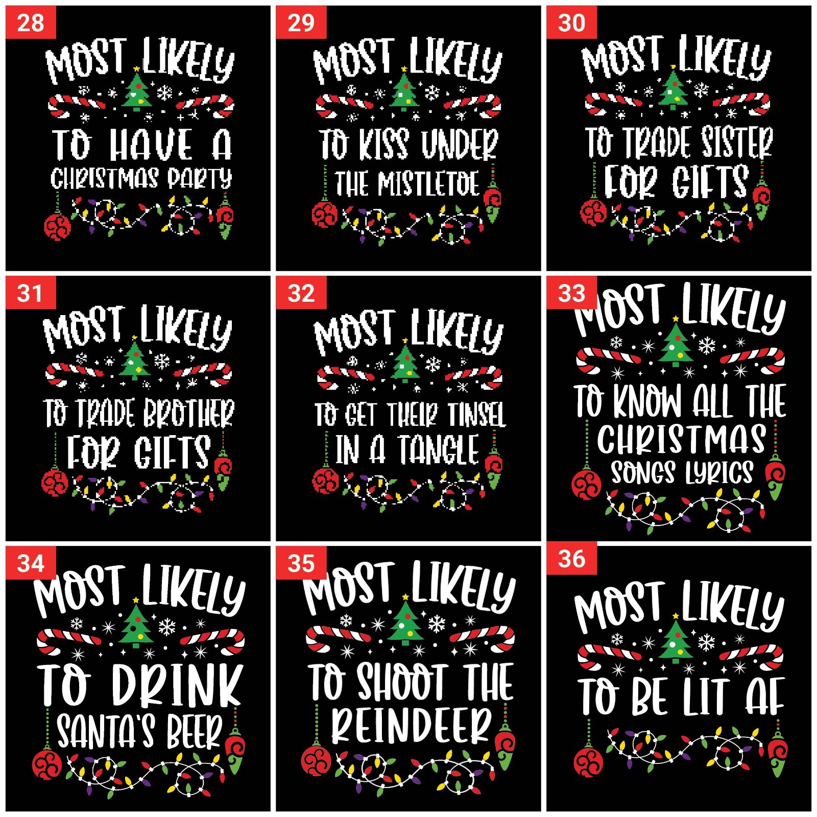 T-SHIRT (ML) Most Likely to Christmas Family Matching Shirt Costume Outfit