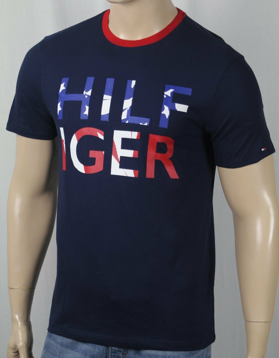 Tommy Hilfiger Navy Blue Stenciled Crewneck Classic Tee T-Shirt NWT
