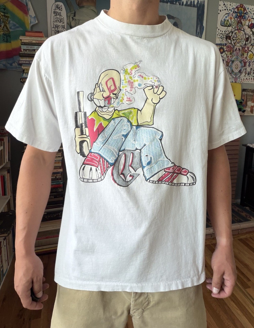 Vintage 90s Graffiti Hip Hop Clown T-Shirt Size XL JNCO