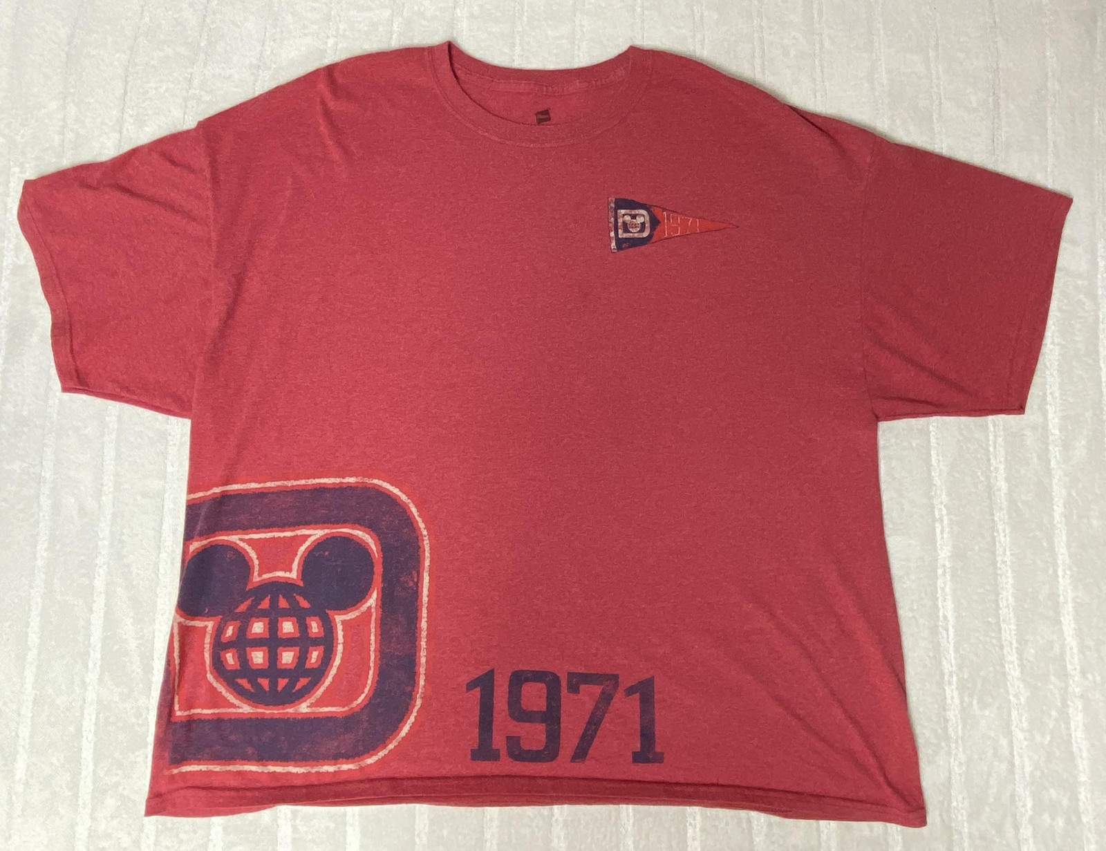 Disney Parks Shirt Mens 3XL Red Mickey Mouse 1971 Logo Hanes ComfortBlend