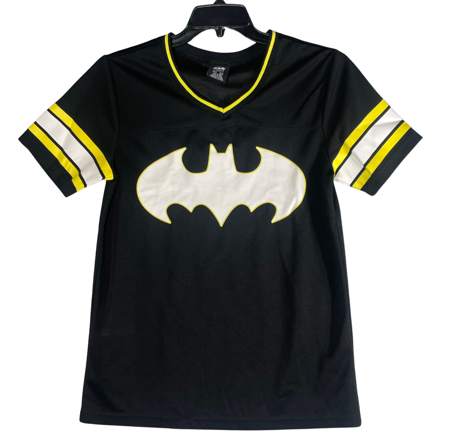Batman DC Comics SMALL Black Yellow Football Pullover Jersey Tee Shirt
