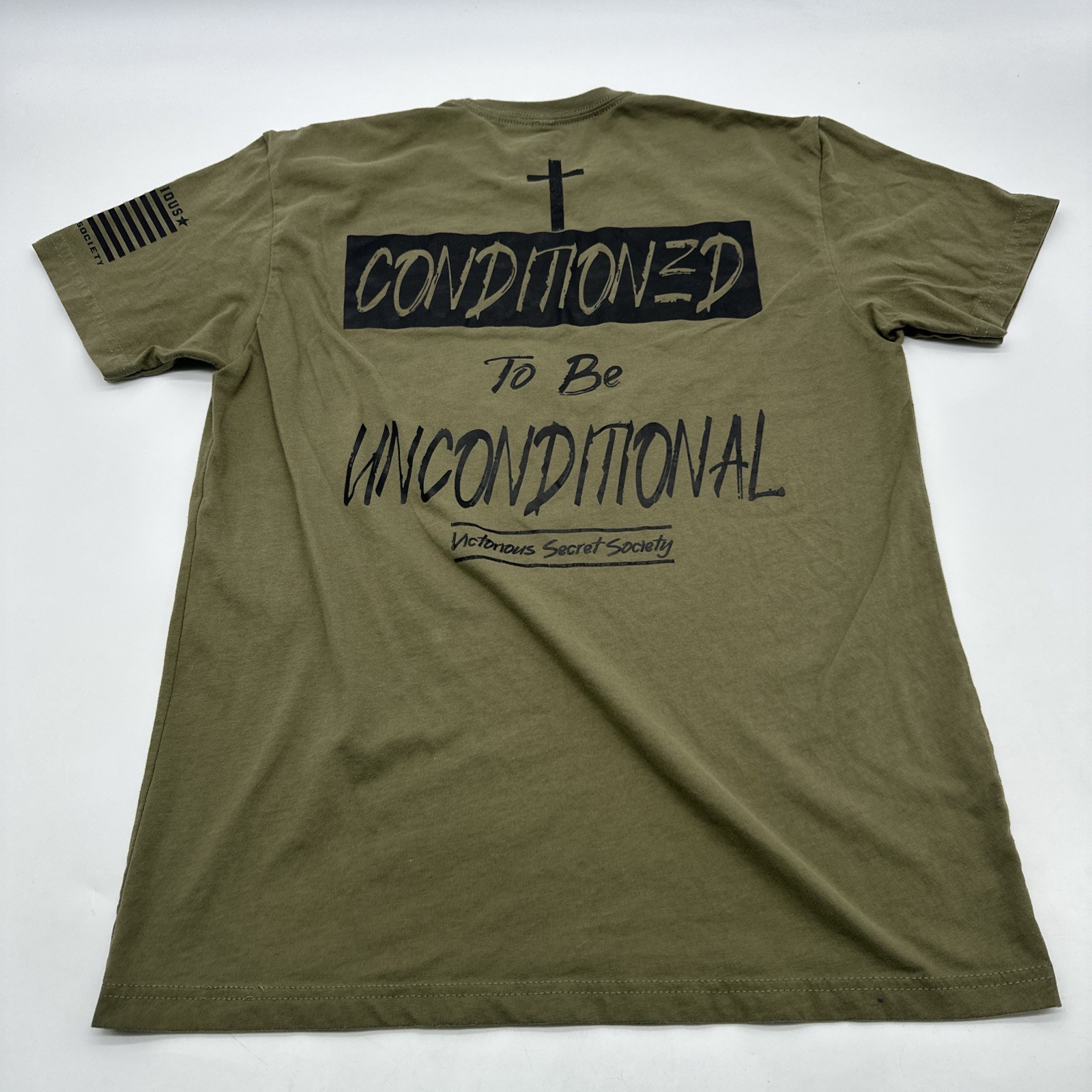 Victorious Society T-shirt Men M Green Graphic Print Logo In USA.#37294