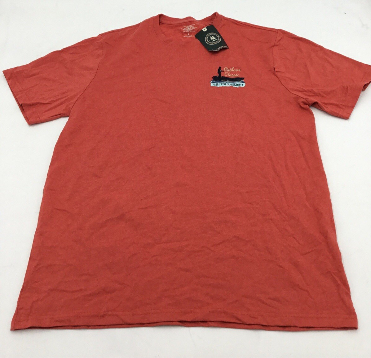 G.H Bass & Co. Mens Short Sleeves Graphic Tshirt in Coral Sz Large